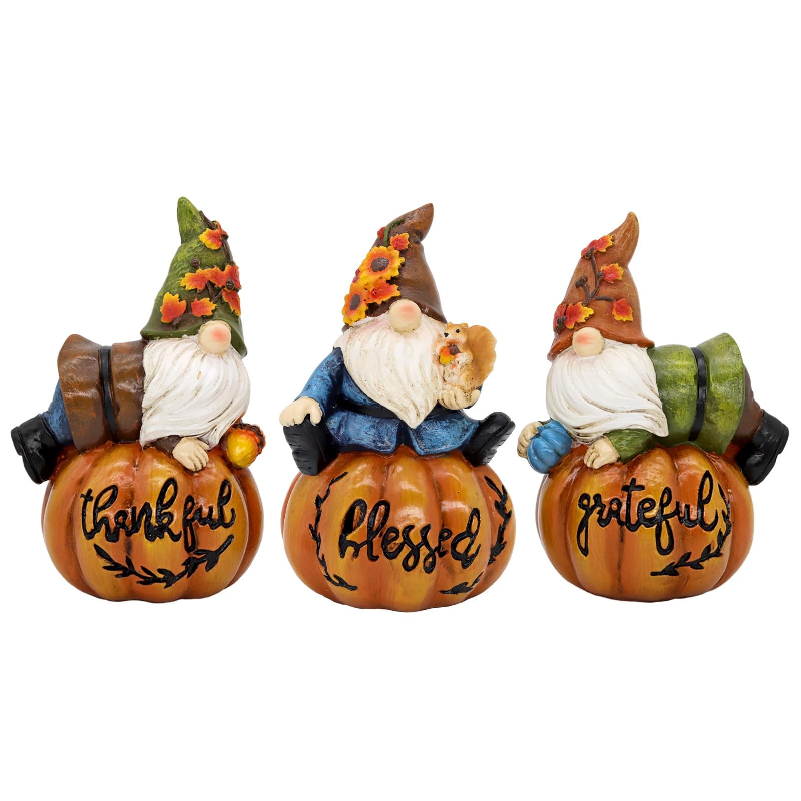 Thanksgiving Gnomes Fall Decorations for Home, Fall Gnomes Resin Pumpkin Figu…