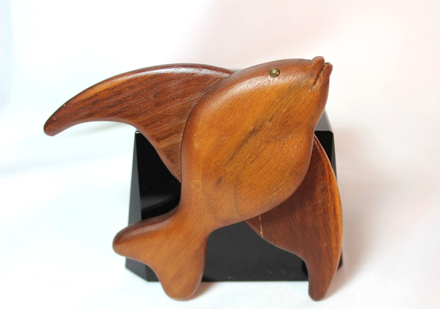 VTG Angel Fish Wall Hanging Plaque Hand Carved Wood Walnut Osage Orange Wood