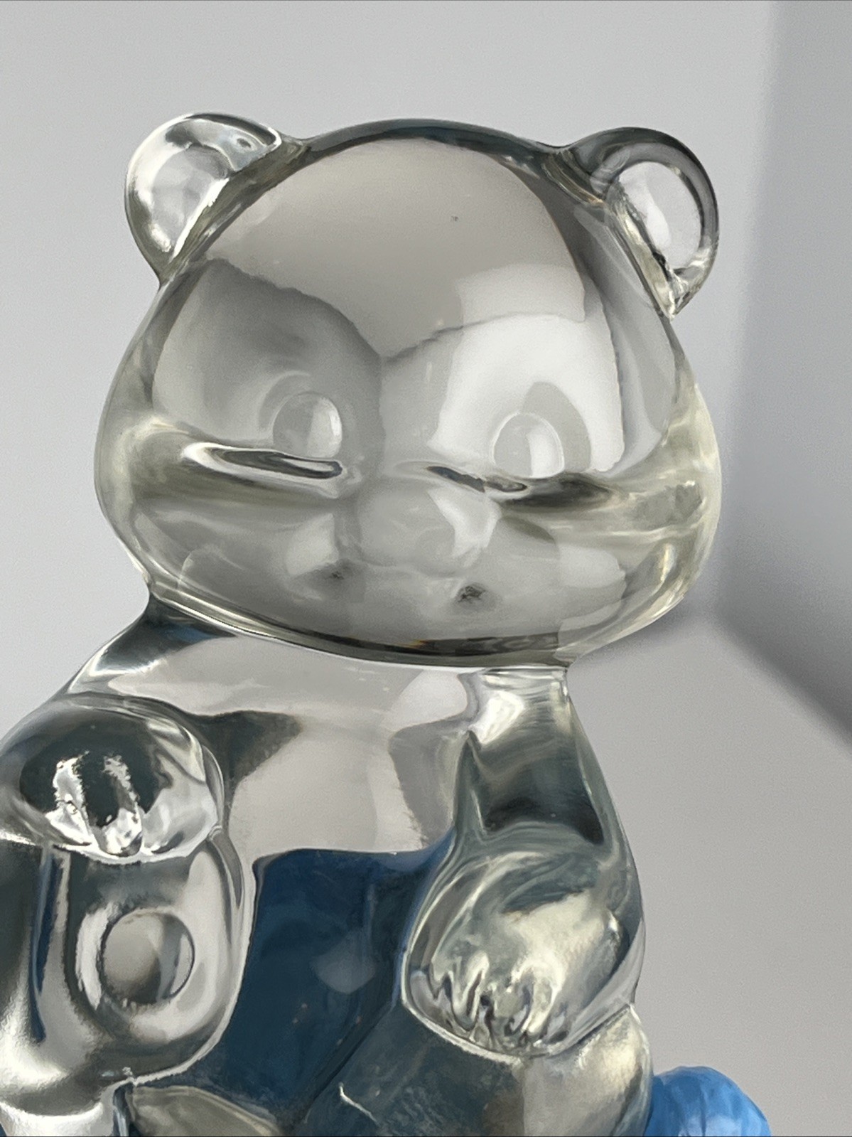 Fenton Art Glass Bear Figure Clear Sitting Paperweight Figurine 3.75” in