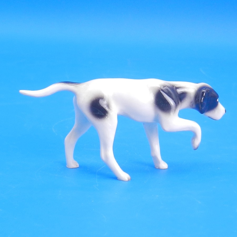 Hagen Renaker Miniature POINTER Black & White Hound Dog Vintage Figurine