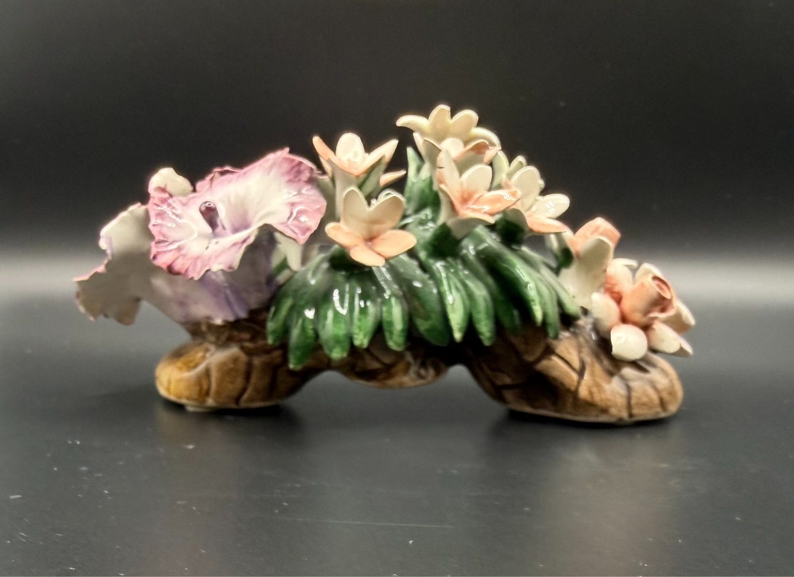 Vintage Capodimonte Italy S. Rioleva Porcelain Floral Bouquet on Branch Figurine