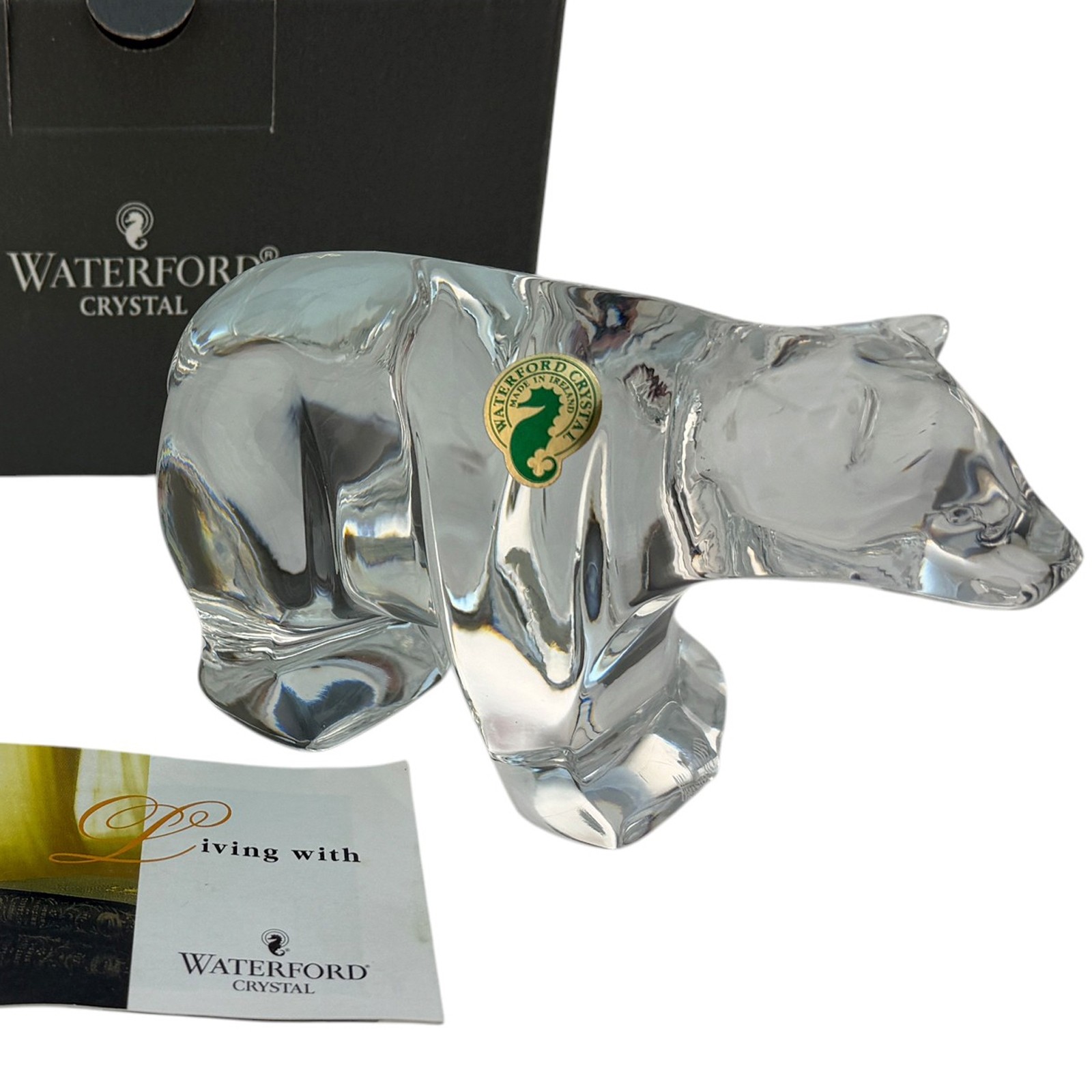 Waterford Crystal Ireland Made BEAR 5 3/8″ Paperweight Figurine Sculpture MIB