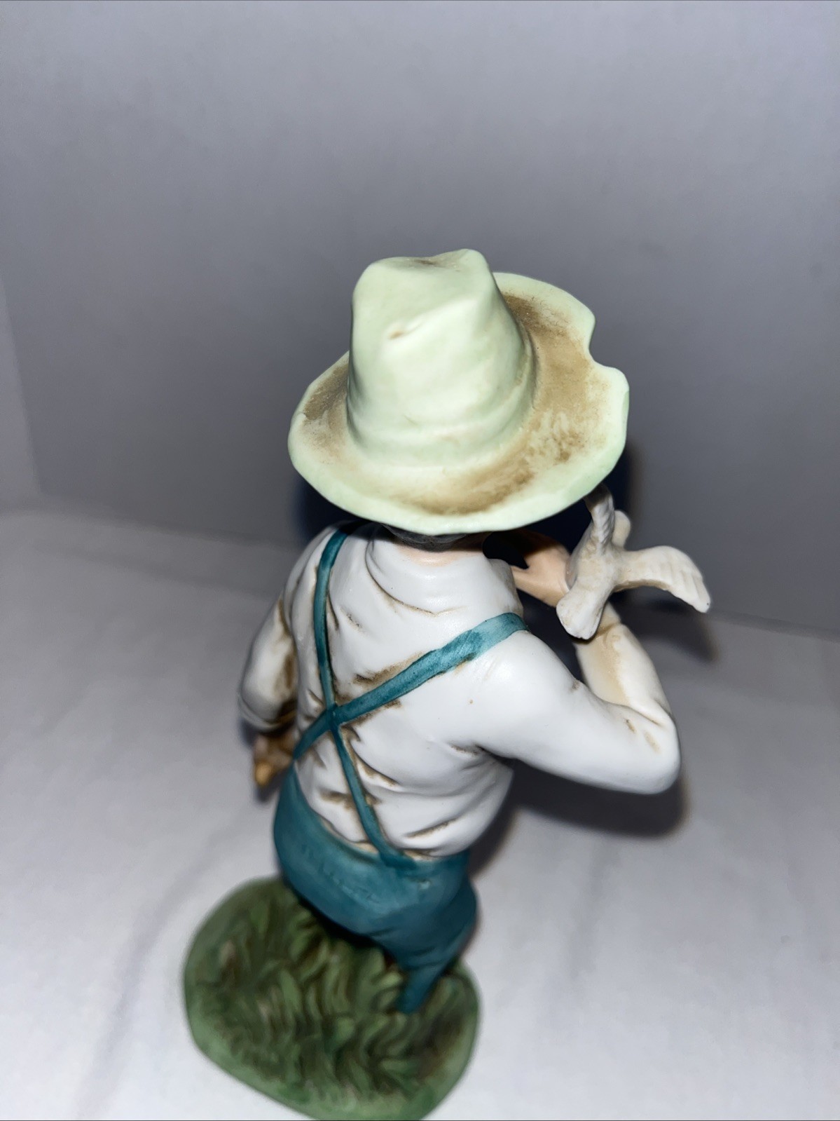 Ardco Vintage Ceramic Farm Couple with Birds Figurines 8 Inch