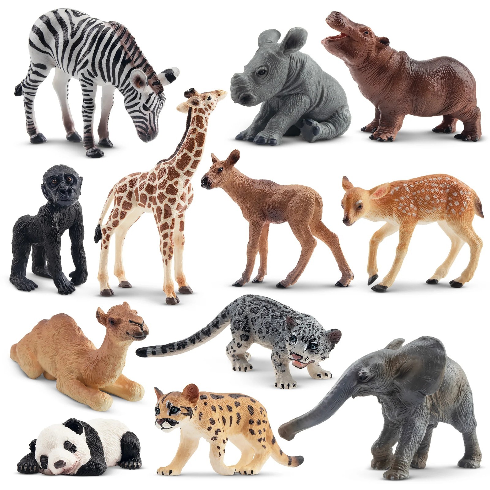 Toymany 12pcs Mini Wild Animal Figurine Collectible Toy Set