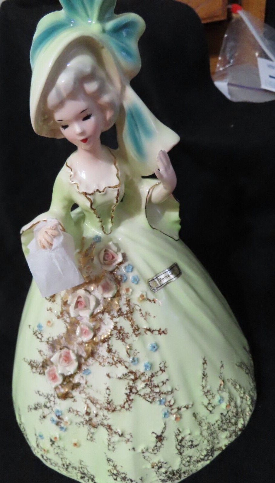 Vintage Josef Originals 10″ Porcelain Pamela-Colonial Series Green Dress-no hand