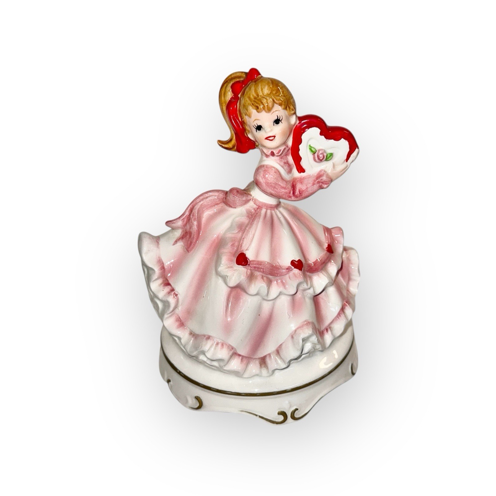 Vintage Lefton Valentine Girl Music Box My Funny Valentine Japan