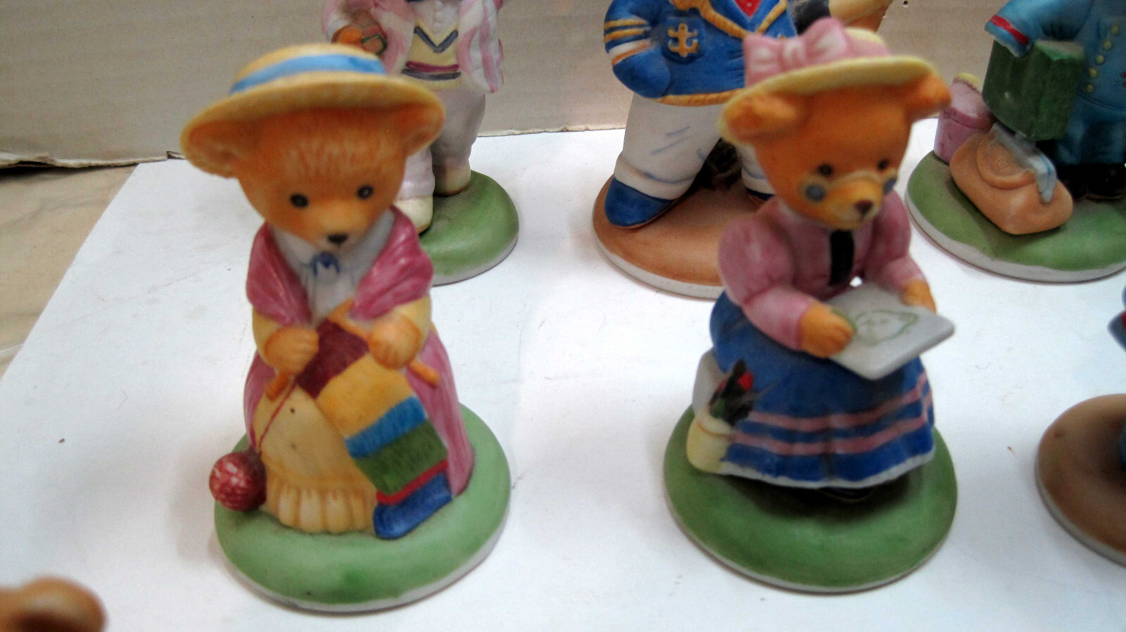 VTG Lot of 10 Franklin Mint Teddington Hotel Bear Figurines Fine Porcelain 1986