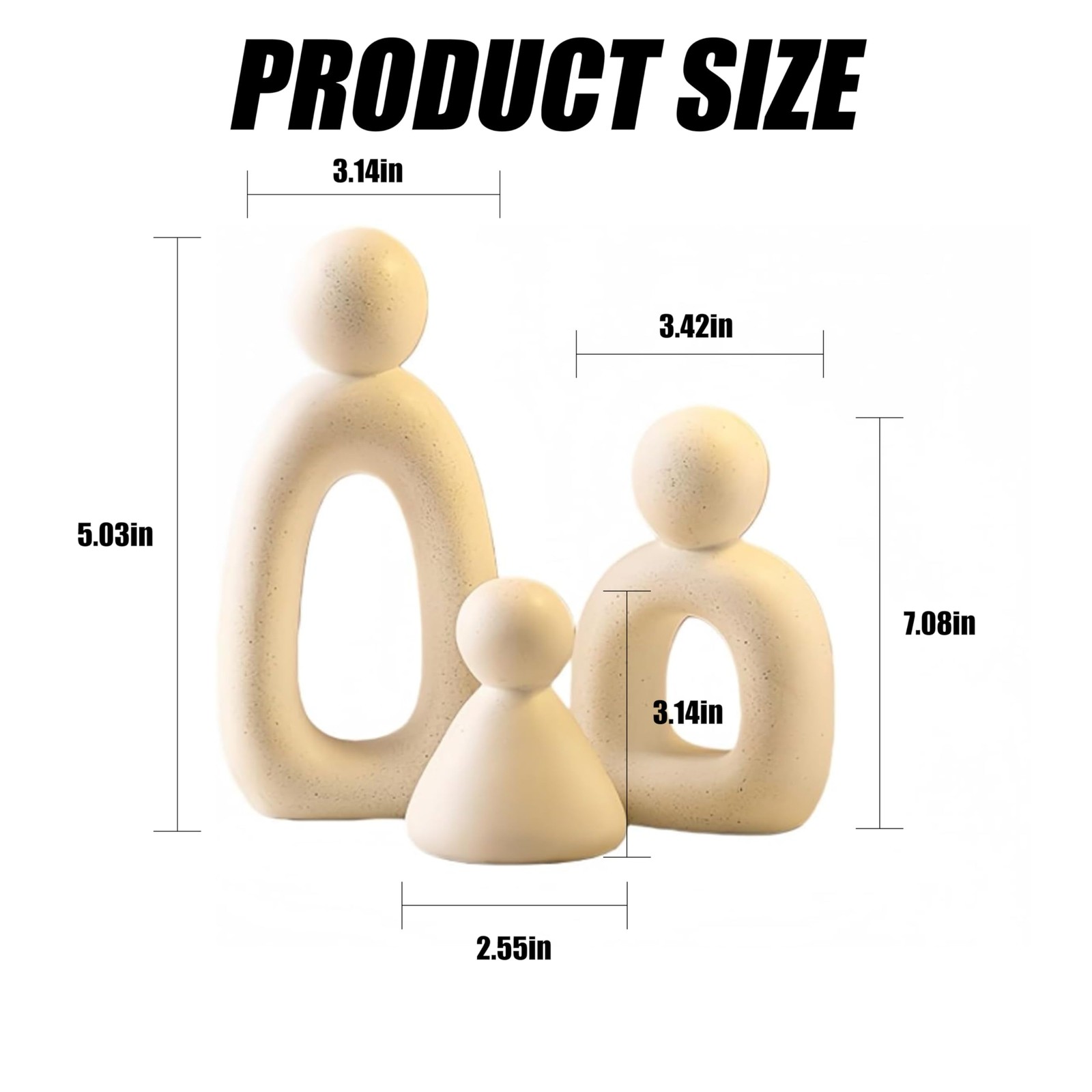 Abstract Family of 3 Collectible Figurines – White，Modern sculptures for home…
