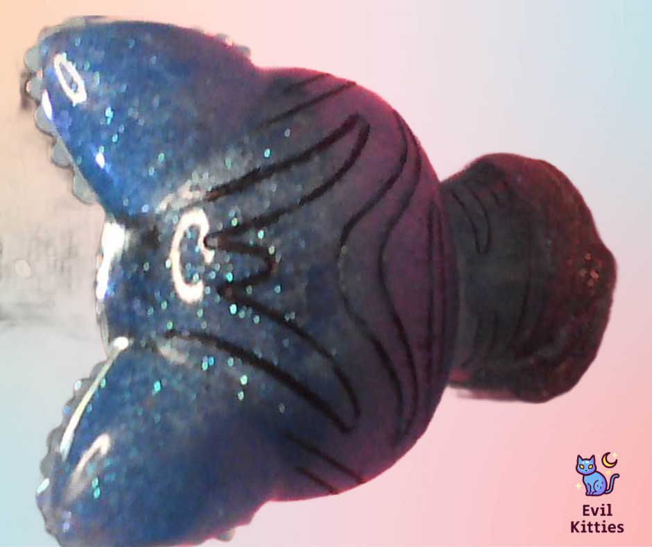 Handmade Blue Resin Cat Figurine Rhinestone Ears Cat Lover Collectible Gift Deco