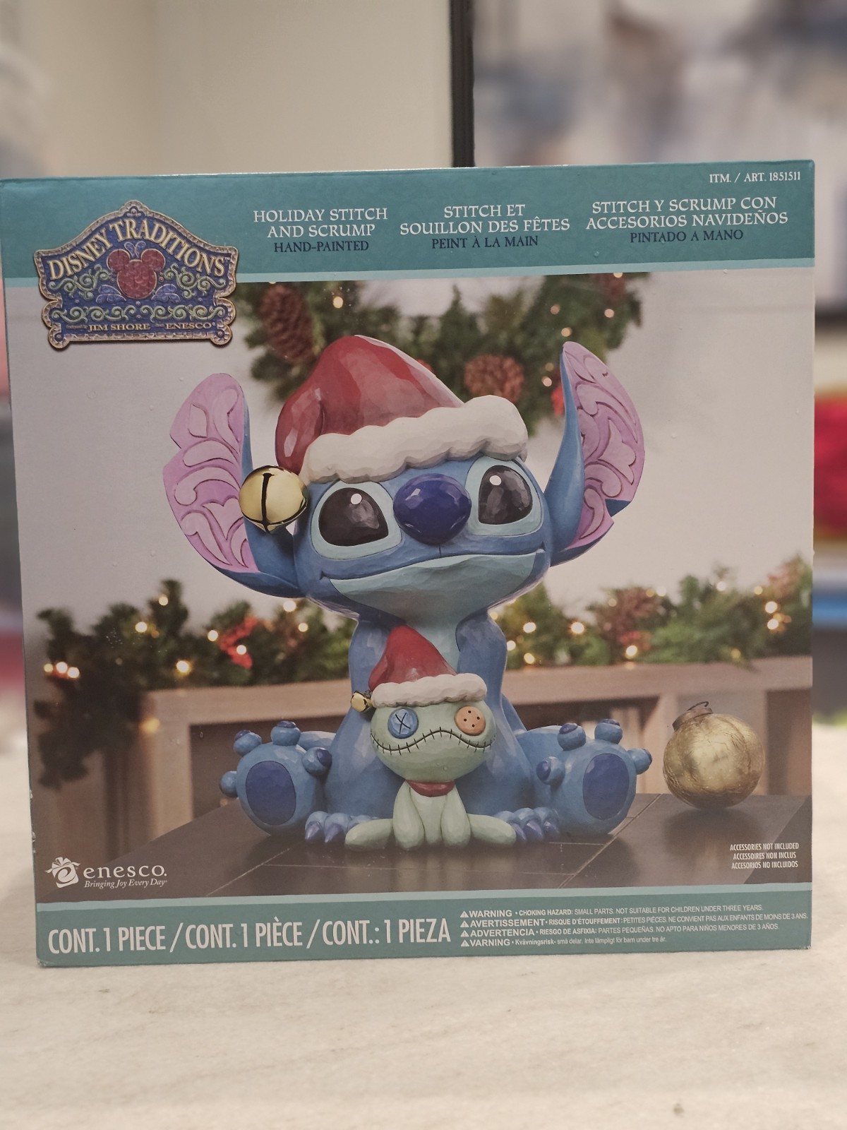 Disney Holiday Stitch Jim Shore 14.8” H Disney Holiday Stitch and Scrump Statue