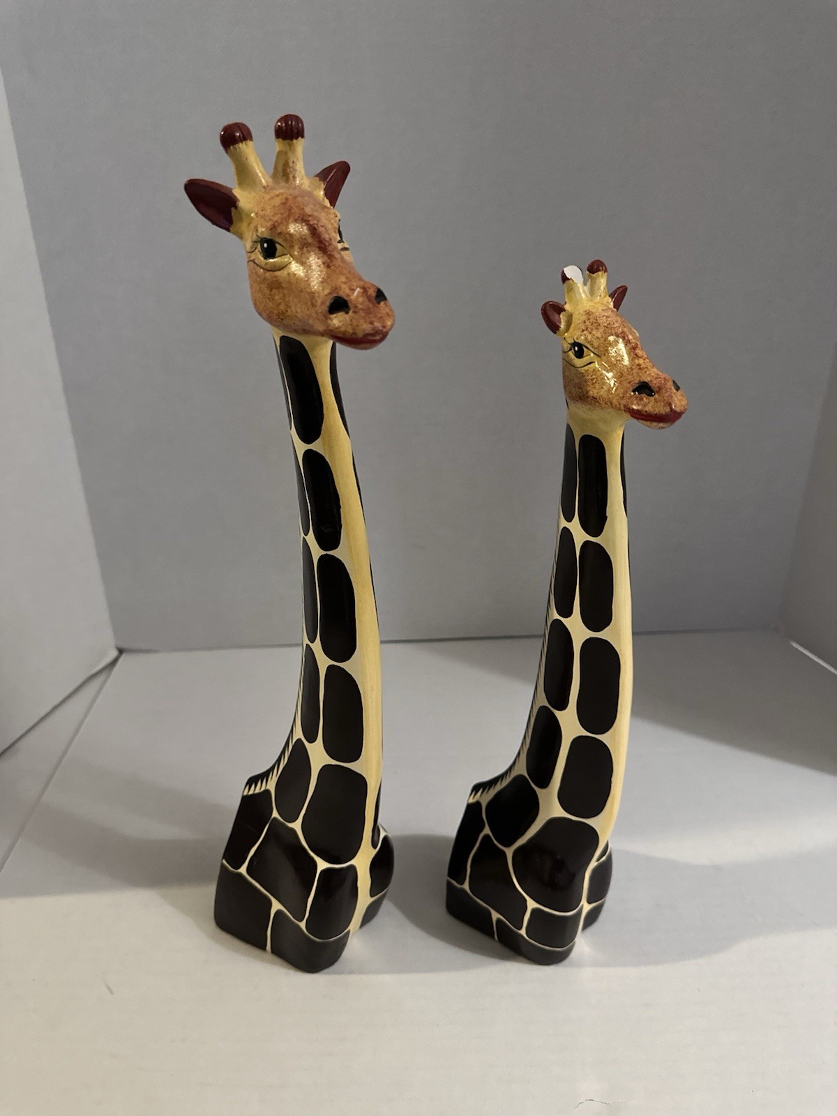 Vintage Pair Of Ceramic Giraffe Figurines 14.5” & 16.5”