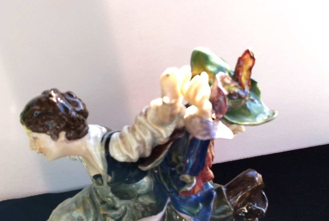 Antique German Potschapell Porcelain Dancers Figurine 9.25″ high ∆ Ornate Detail