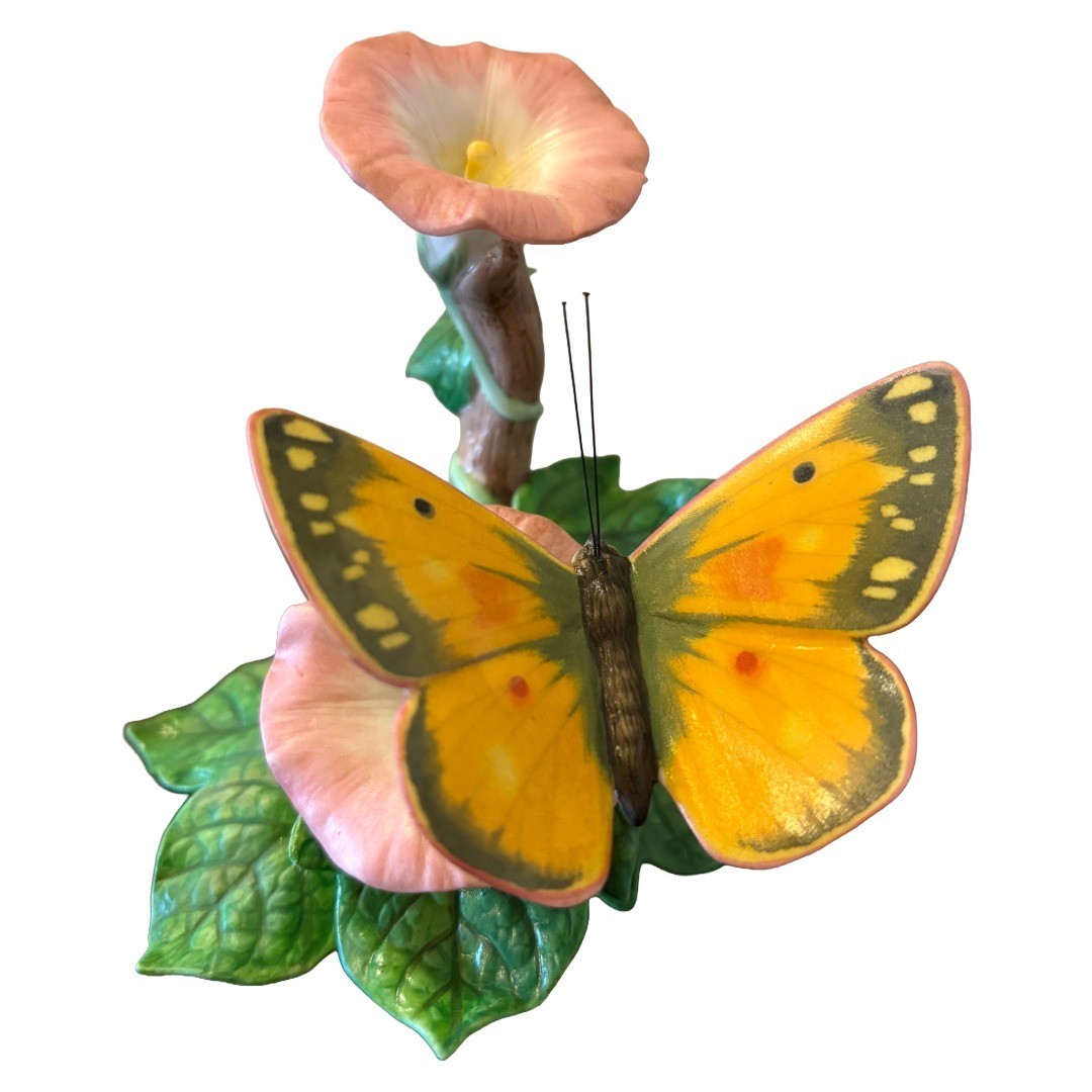 Vintage Lenox Orange Sulphur Butterfly Fine Porcelain 1993 Figurine Flowers