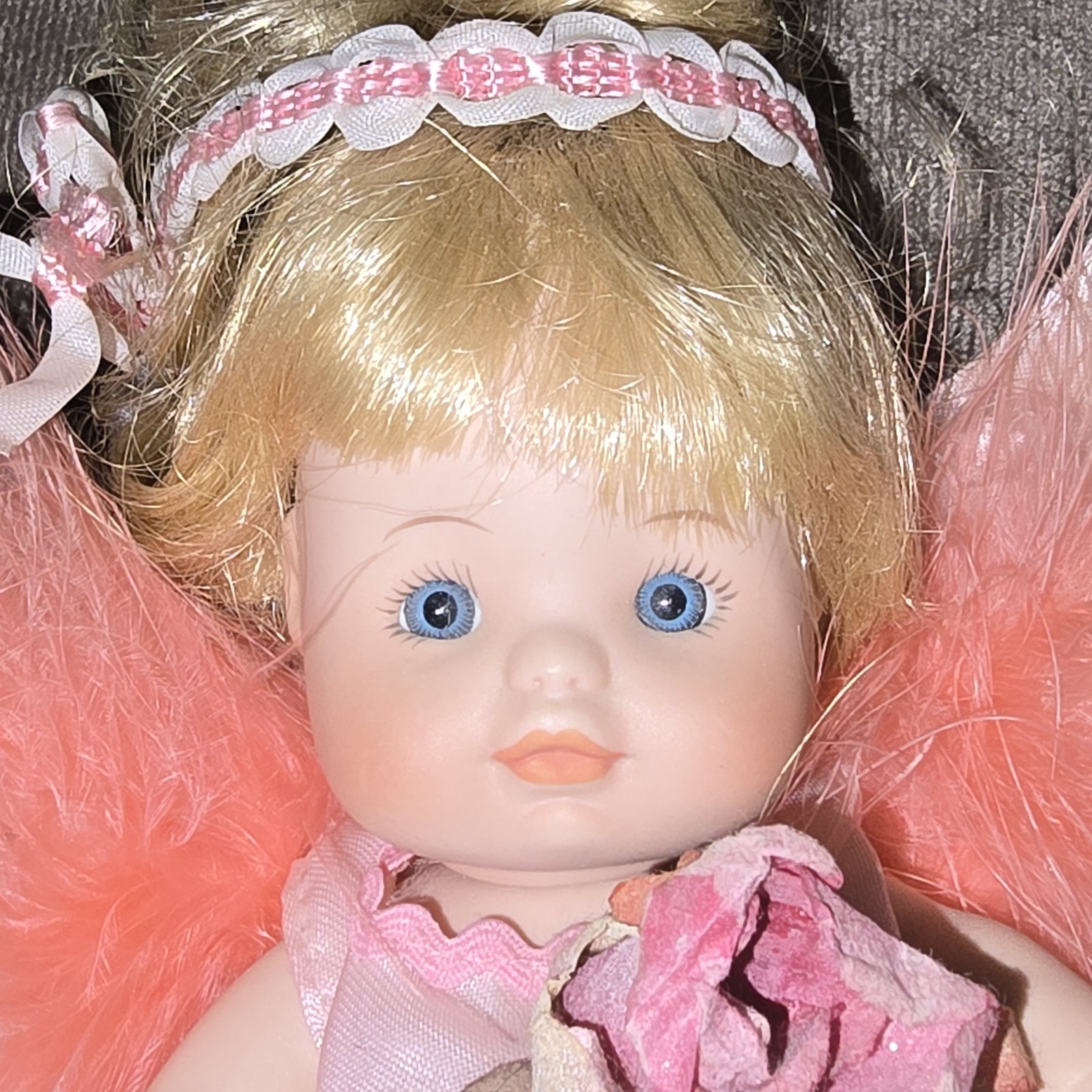 Lot of 2 Show Stoppers Enchantment Porcelain Angel Tidbit Fairy Doll Feathers