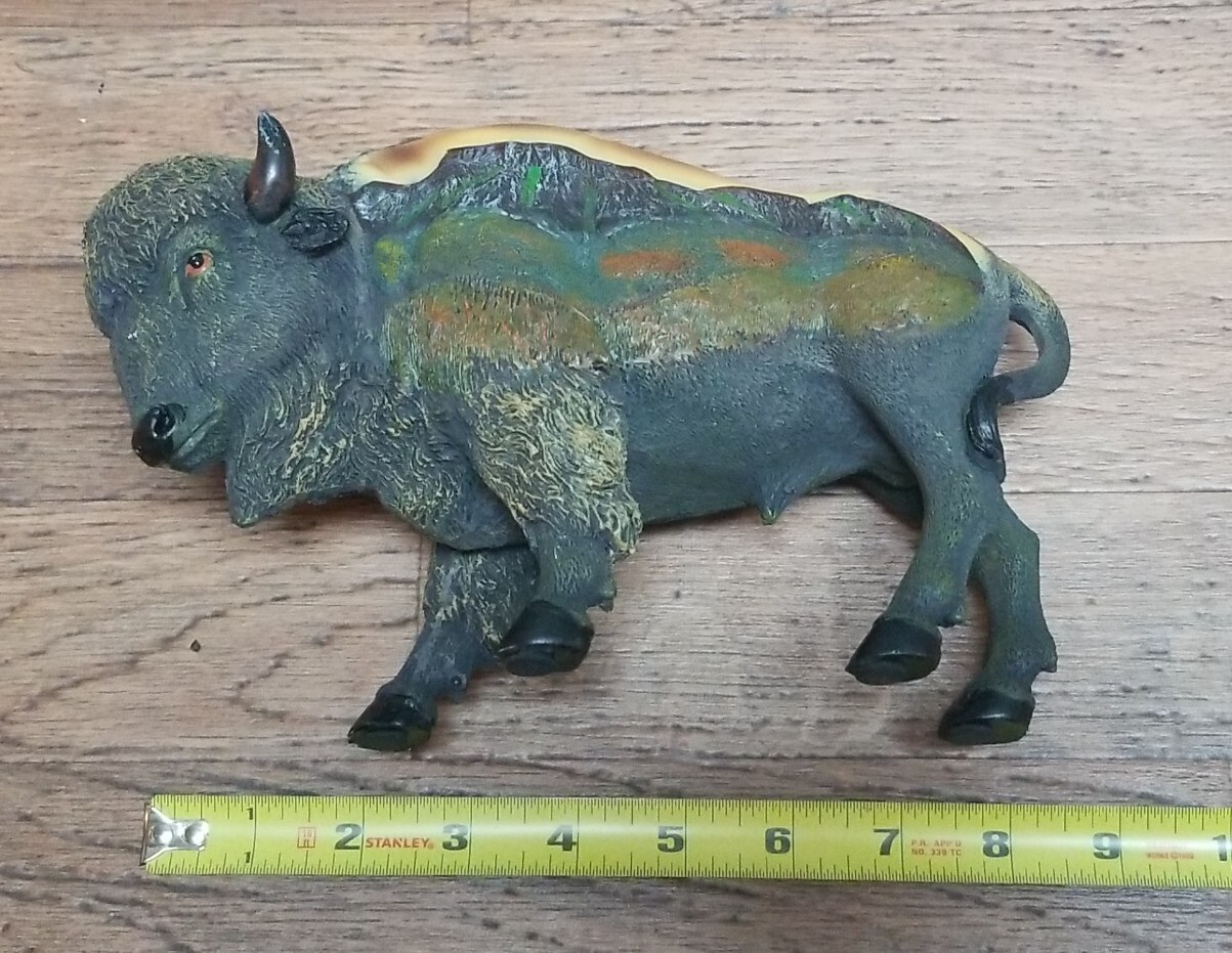 PAINTED MOUNTAIN SCENE BISON FIGURE/STATUE 9x6x3 HOBBY LOBBY