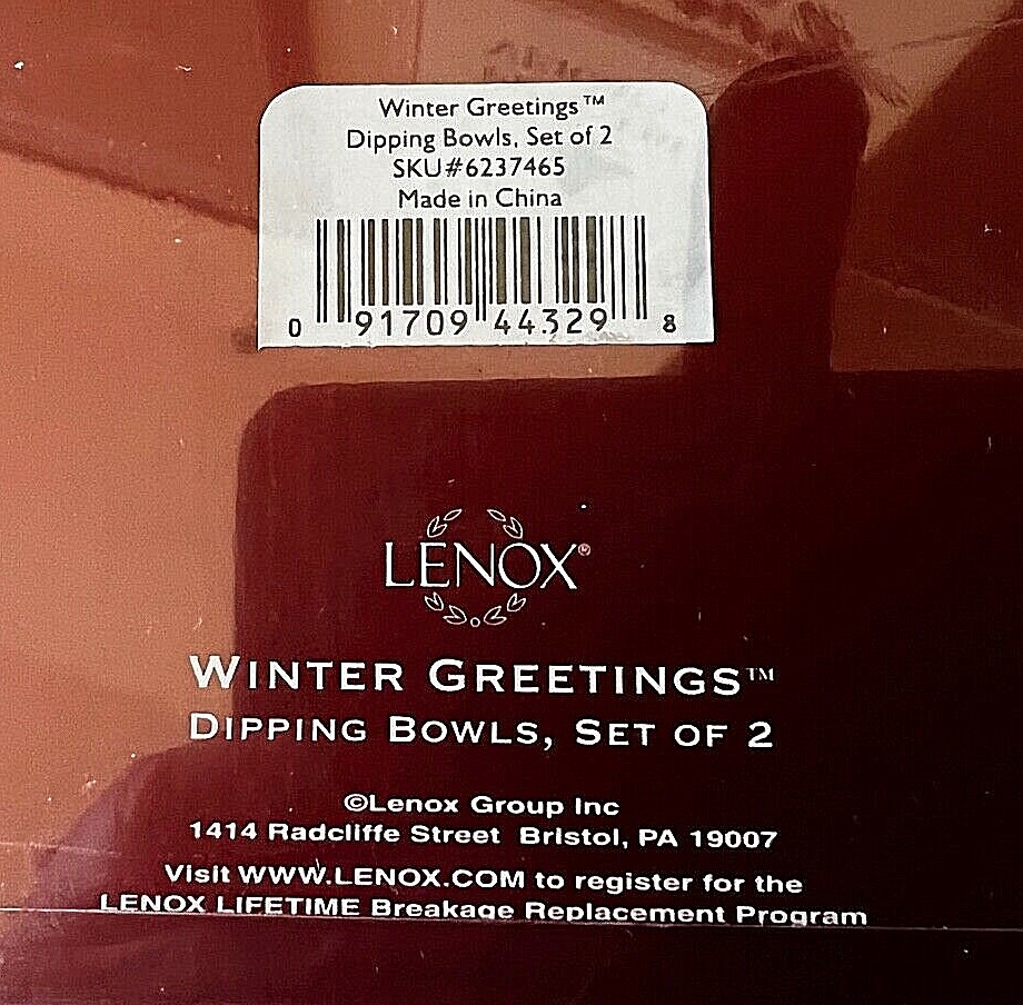 Lenox Winter Greetings Dipping Bowls Set of 2 New Original Packaging