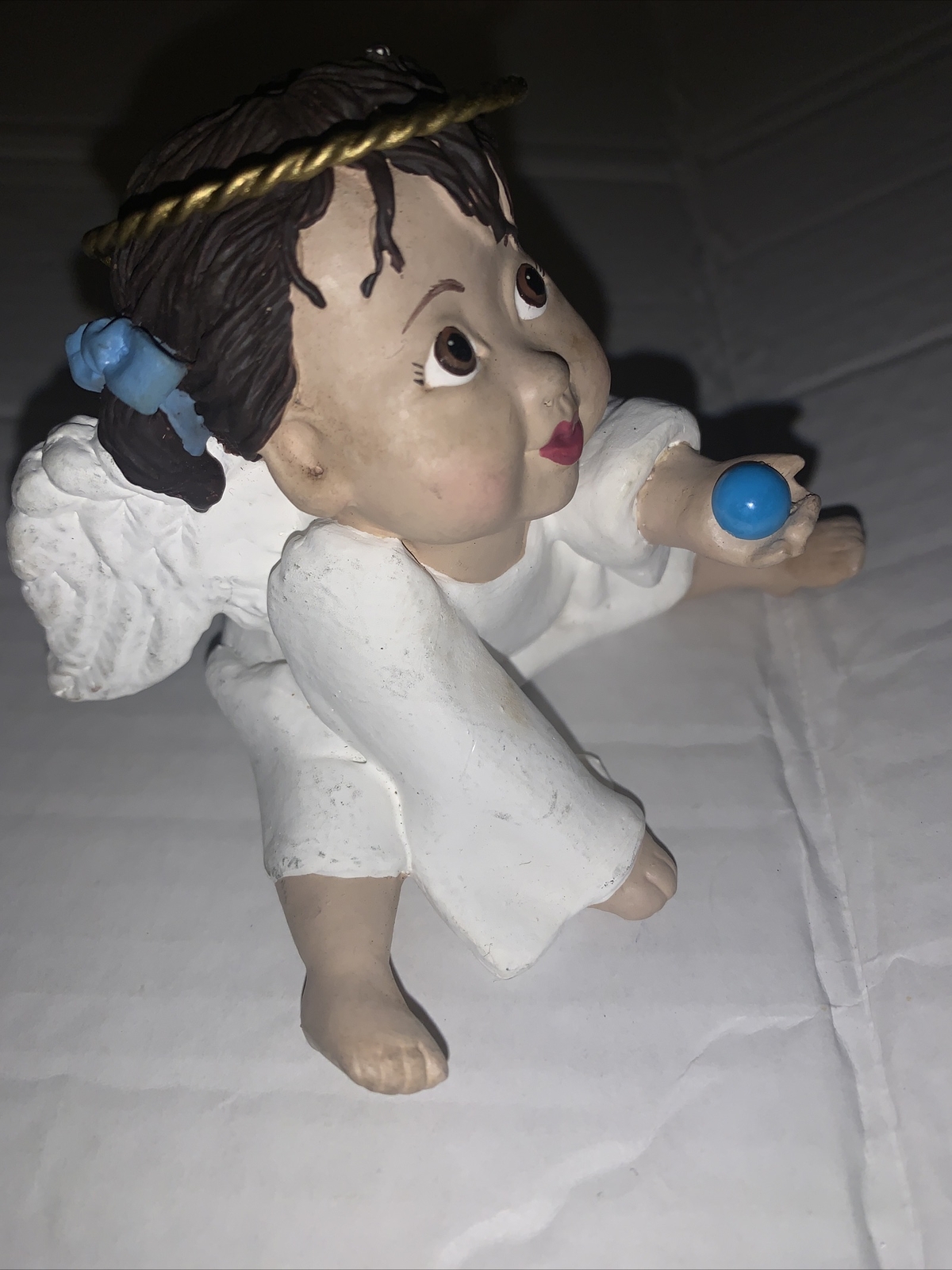 4 Vtg Ethnic ceramic Angel Sandy Doll figurines Birthstone July Dec. Nov Sept
