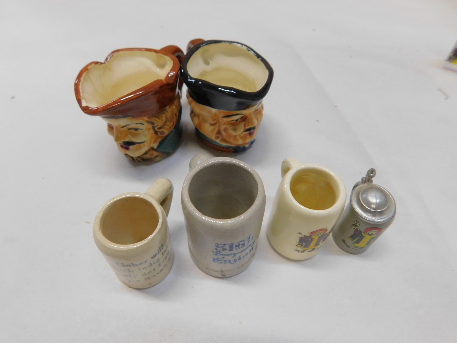 Vintage 1.0″ to 1.5″ Mini Toby & German Beer Mugs Lot Of 6