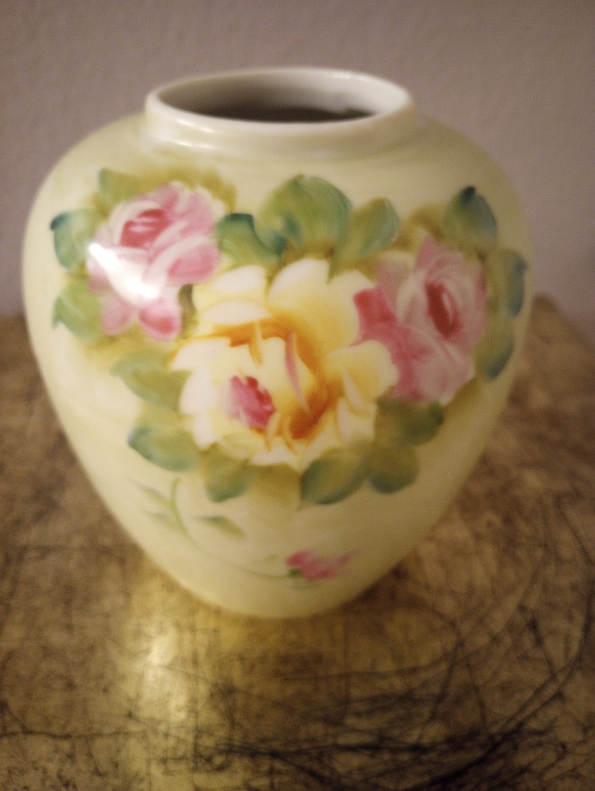Andrea By Sadek Vintage Floral Roses Ginger Jar Vase #8729 Porcelain
