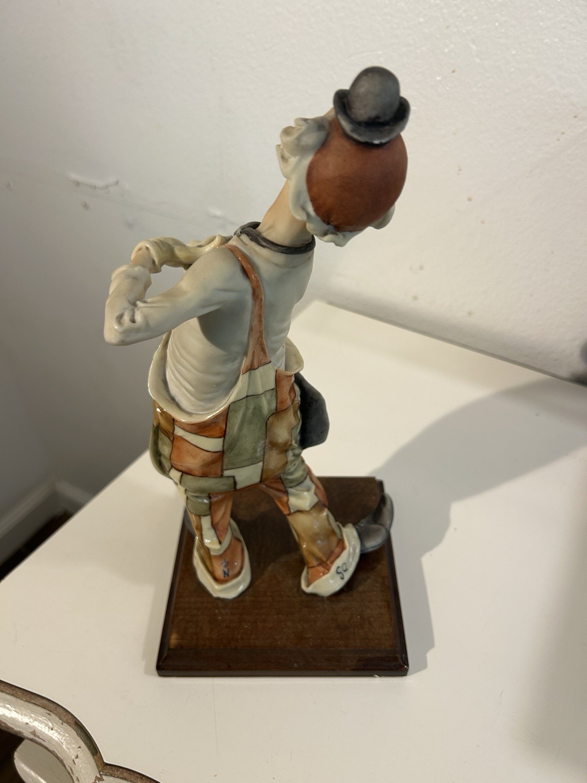 Giuseppe Armani “The Sad Clown” 13 inches tall, Signed, Checkered Overalls