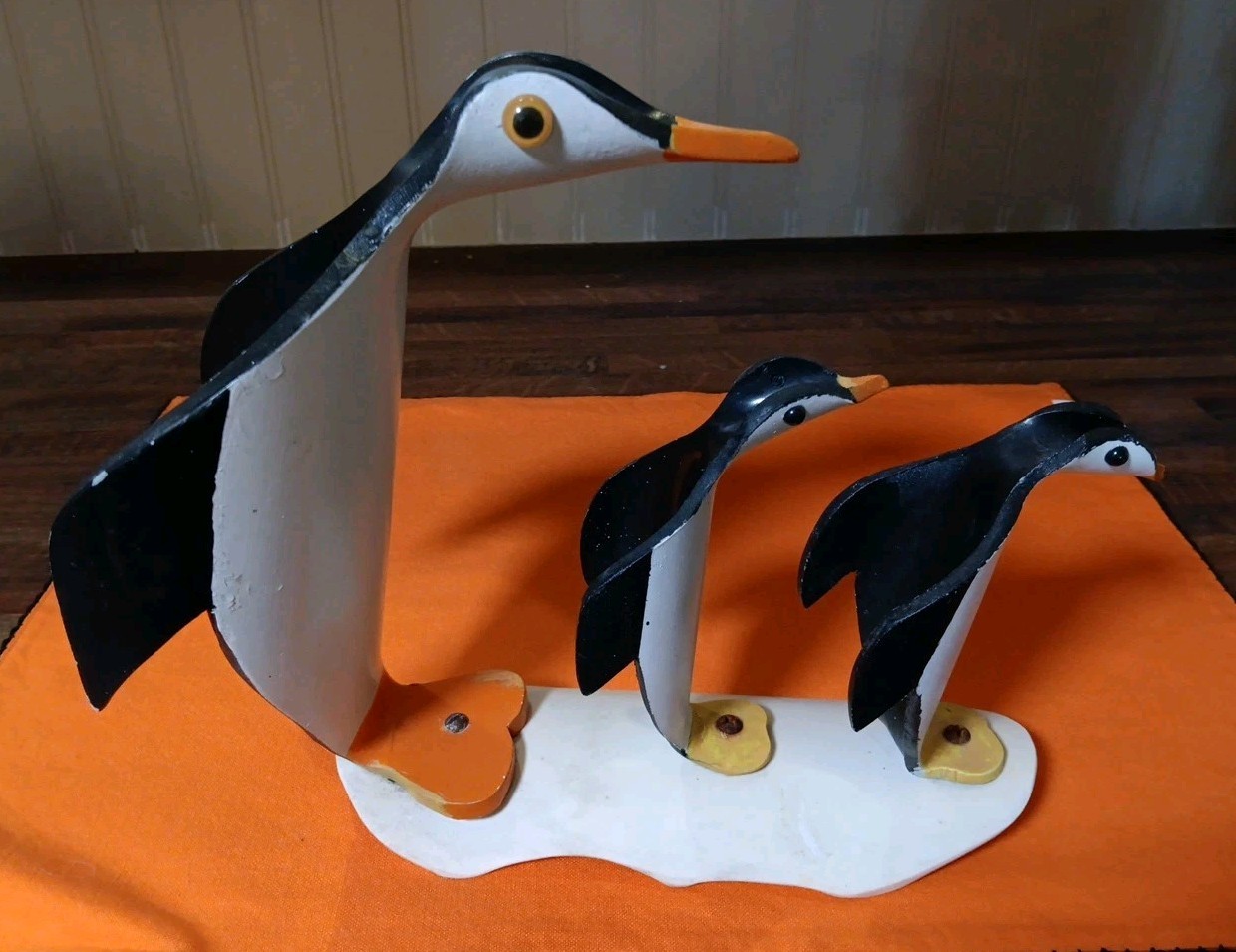 Vintage Penguins On Ice Sculpture/Yard Art Made From PVC Pipes