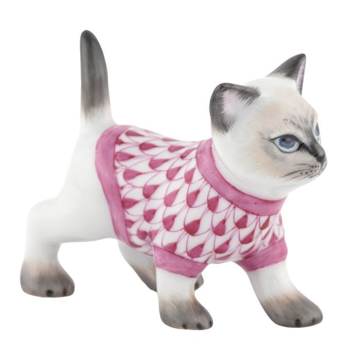 HEREND, SWEATER KITTY, PINK FISHNET #VHP-16481, BRAND NEW, MINT & BOX!