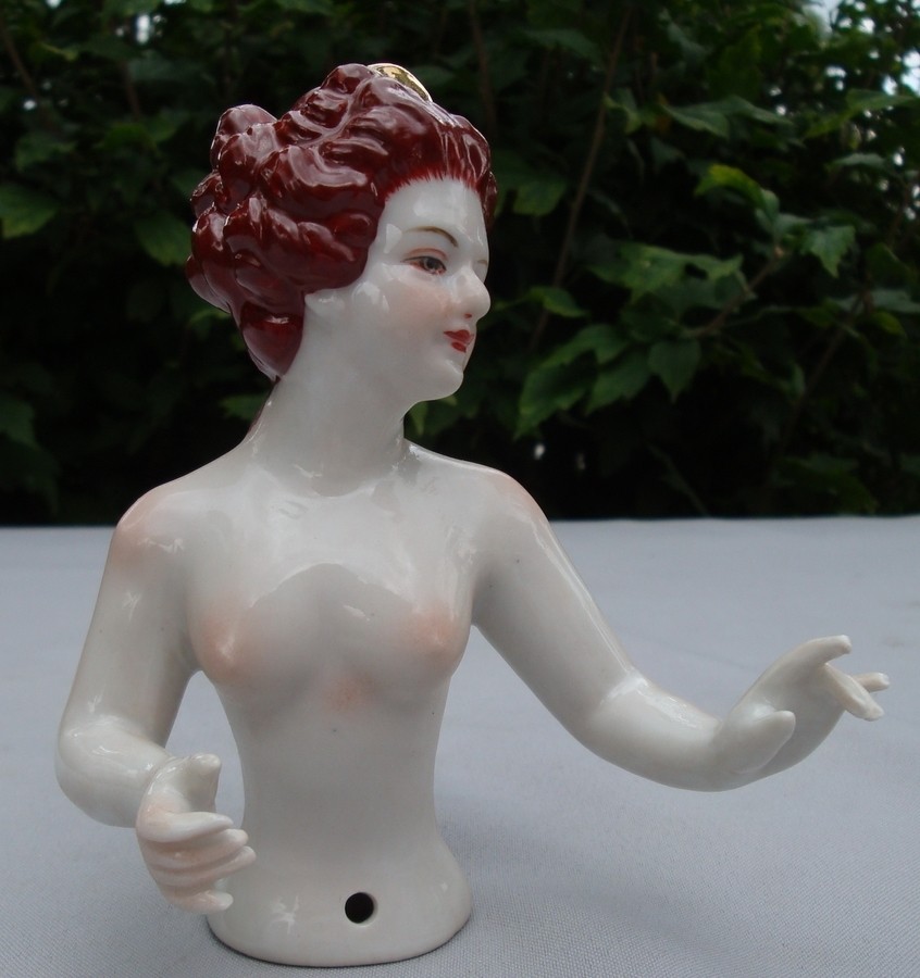 Art Deco Style Half doll Figurine Pin-up Marchioness Half Doll Pincushion Arms A