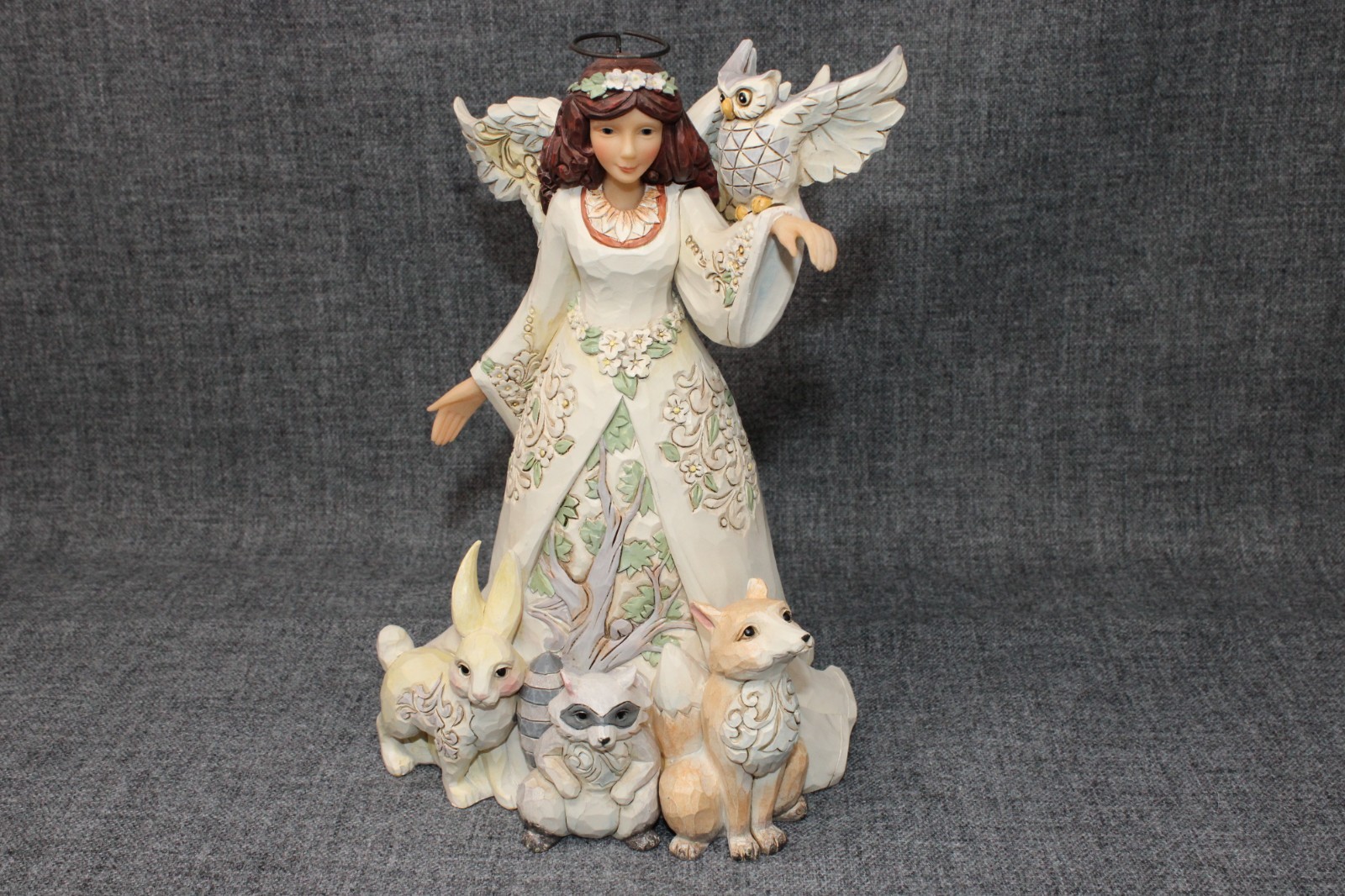 2016 JIM SHORE “Beauty Abounds” 9″ White Woodland Angel w/ Animals #4056968 NICE