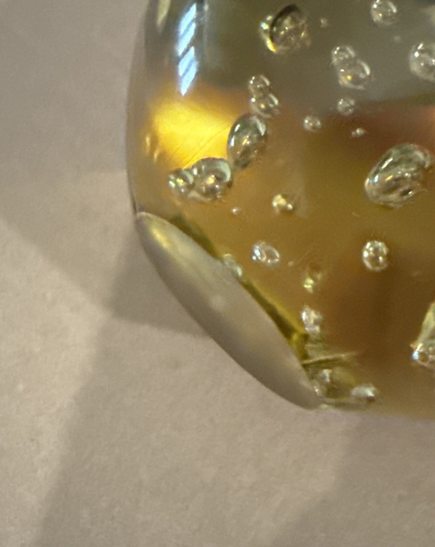 Large Amber Yellow Paperweight Bubbles 3.5″ Height 10″ Circumference