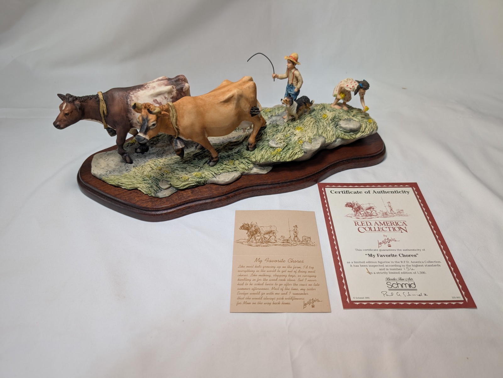 Lowell Davis “My Favorite Chores” Schmid RFD America Figurine 1991 LE w/ COA