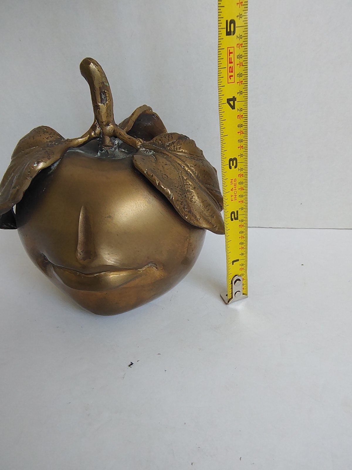 Surrealist Brass Apple Face Figure