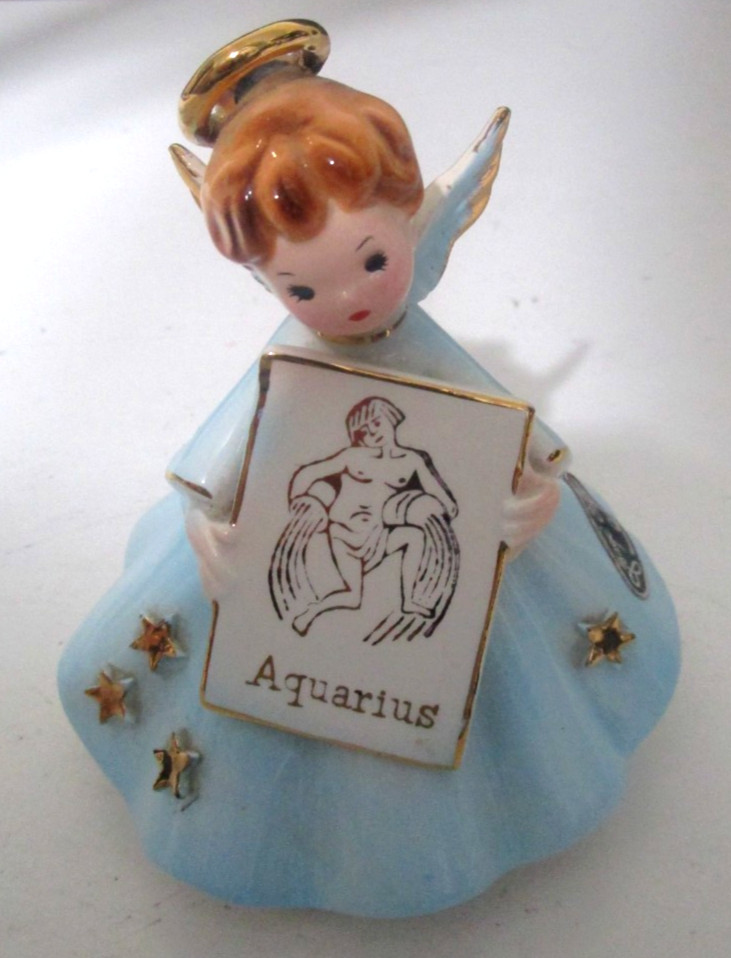 VTG Josef Originals AQUARIUS Horoscope Angels Series Blue Excellent VERY RARE