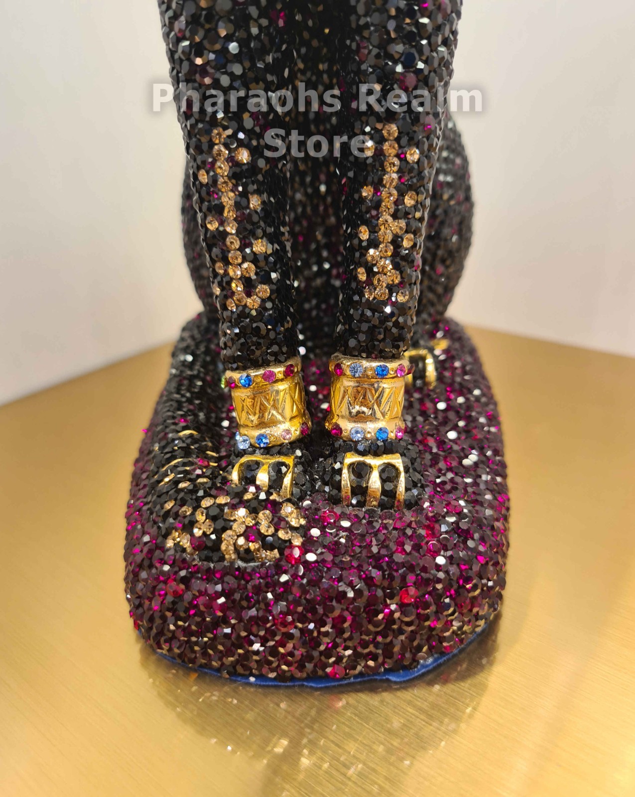 Asfour Crystal Bastet Cat Goddess Statue Figurine – 24k gold Plated