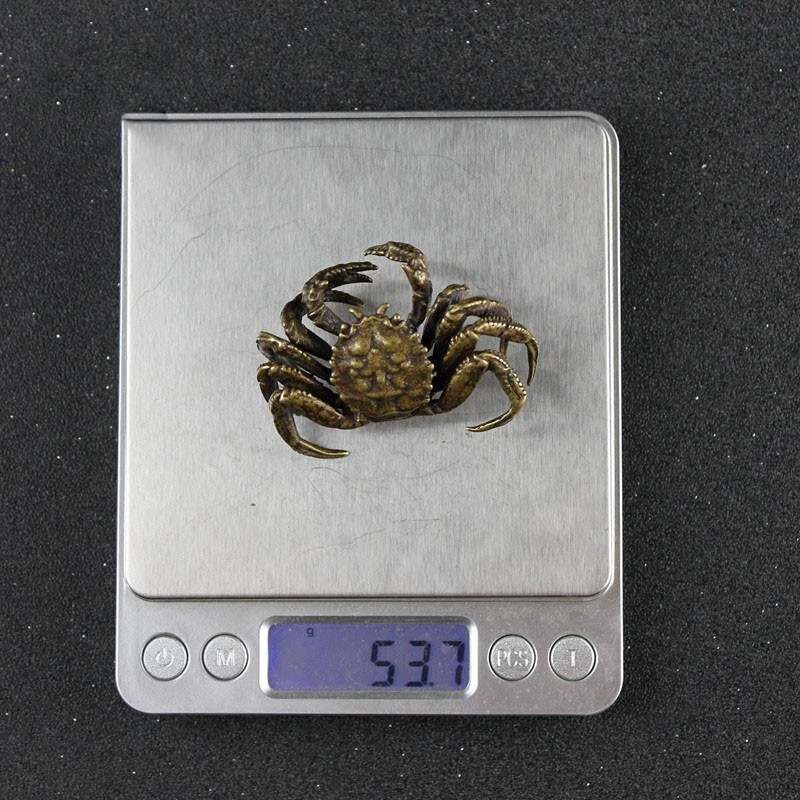 Pure Brass Small Crab Figurine Tea Pet Ornament Animal Miniature Statue Craft