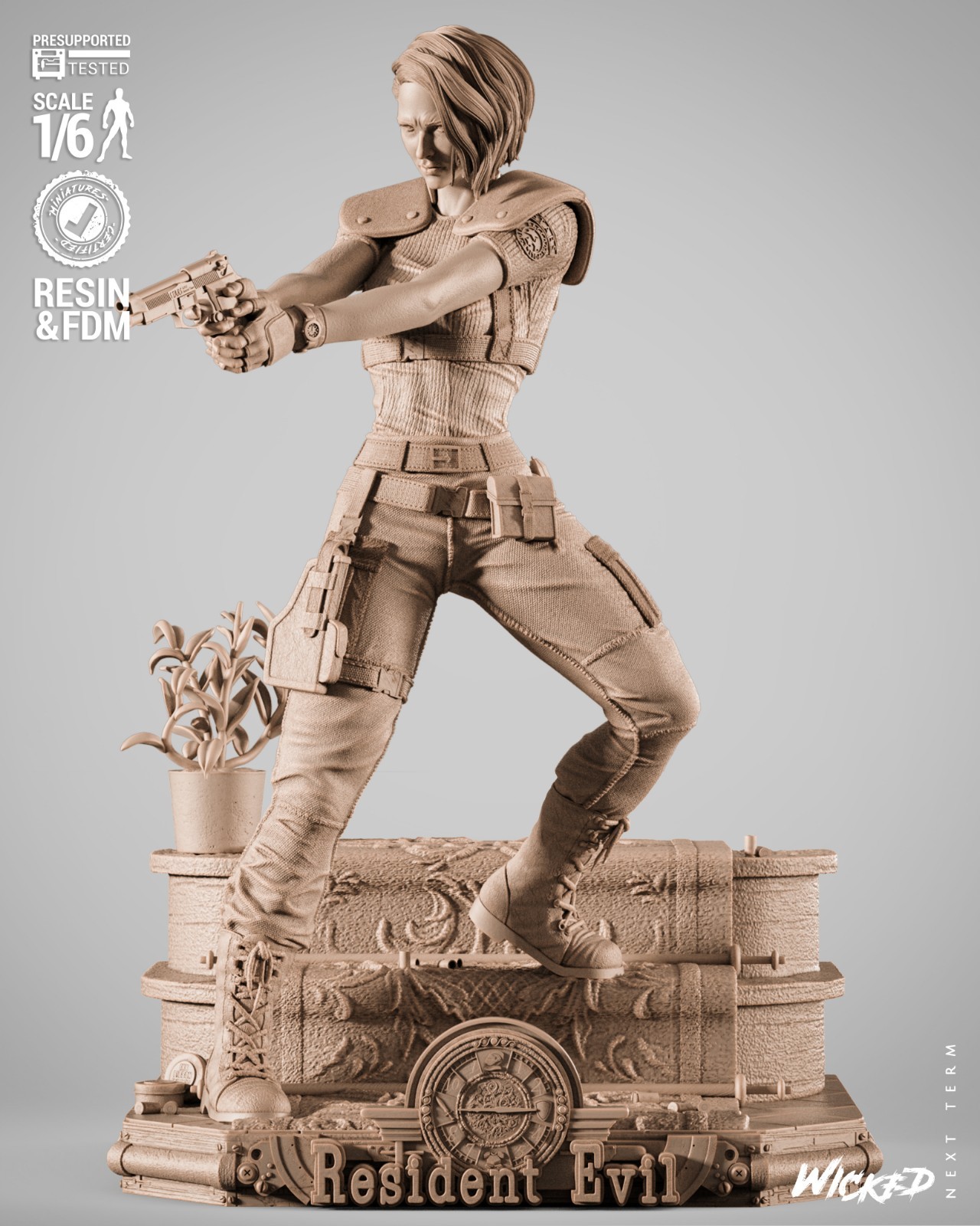 Jill Valentine – Resident Evil 1/6 Scale Statue 3D Print Model Kit Unpainted
