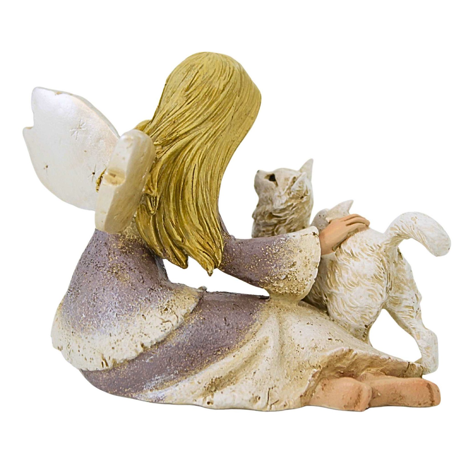 Roman 3.75In Angel With Cat Figurine, Polyresin, Feline Heaven 22178