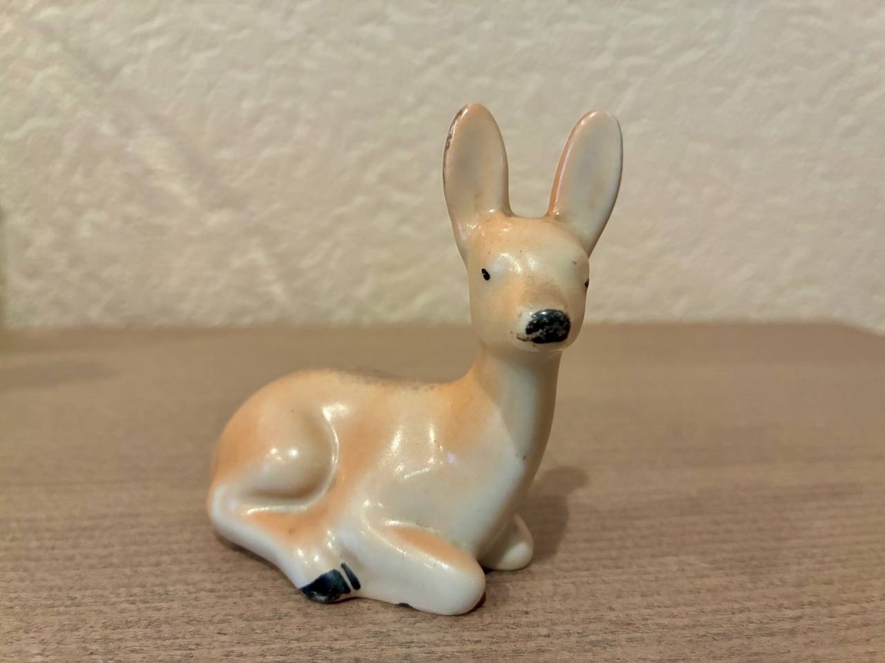 Vintage PFF Riga Porcelain Lying Fawn Figurine Baby Deer Soviet Latvia USSR 1947