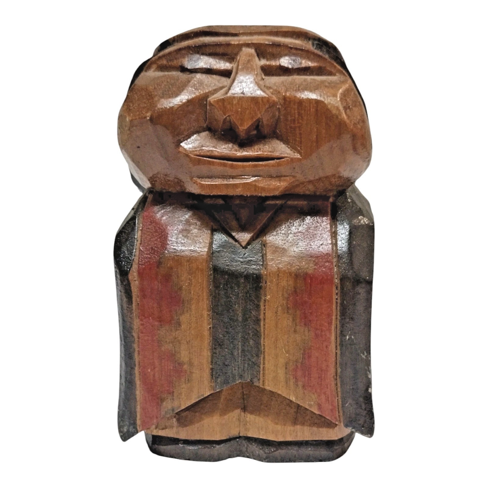 Hand Carved Native Wooden Statue Chile 3.5 X 1.5 Inches