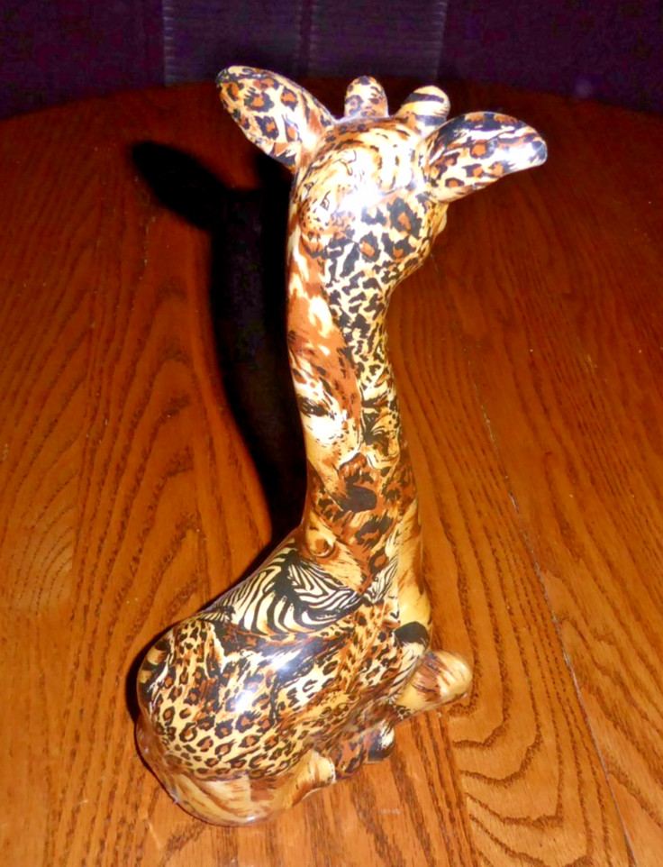 4 LA VIE Safari Ceramic Figures patchwork print: RHINO, GIRAFFE, ELEPHANT, VASE