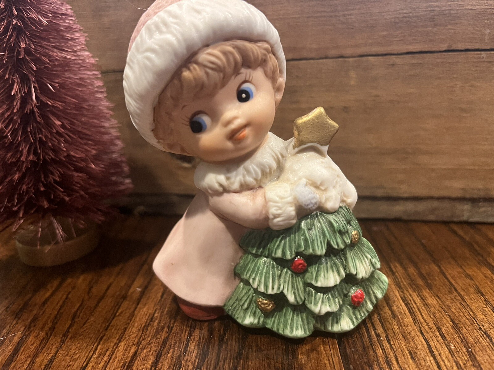 SET 2 Vintage Retro CERAMIC CHRISTMAS Girl & Boy HOME INTERIOR HOMCO Figurines