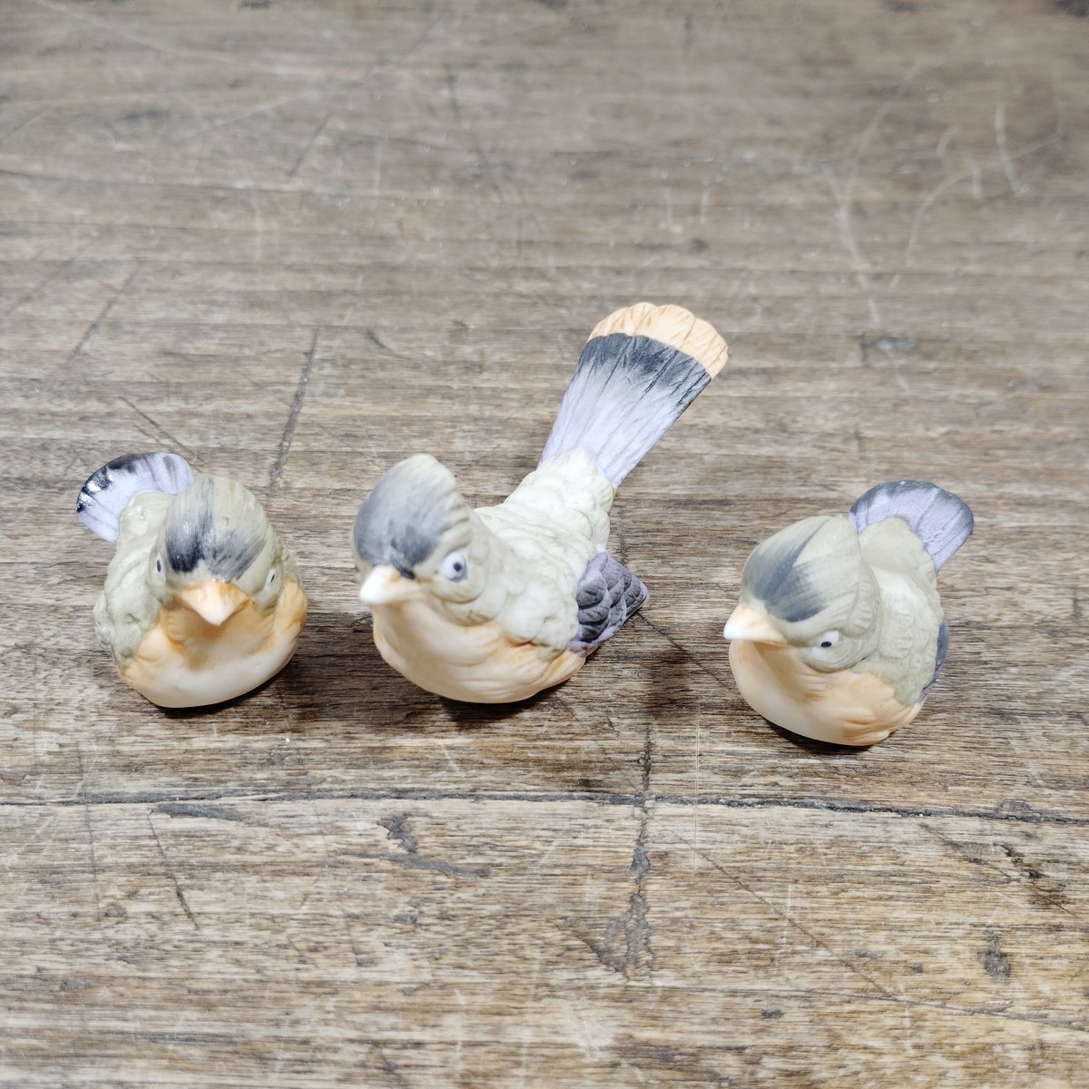 Three Vintage Bird Figurine Small Ceramic Robin Japan LOT Rustic Nature
