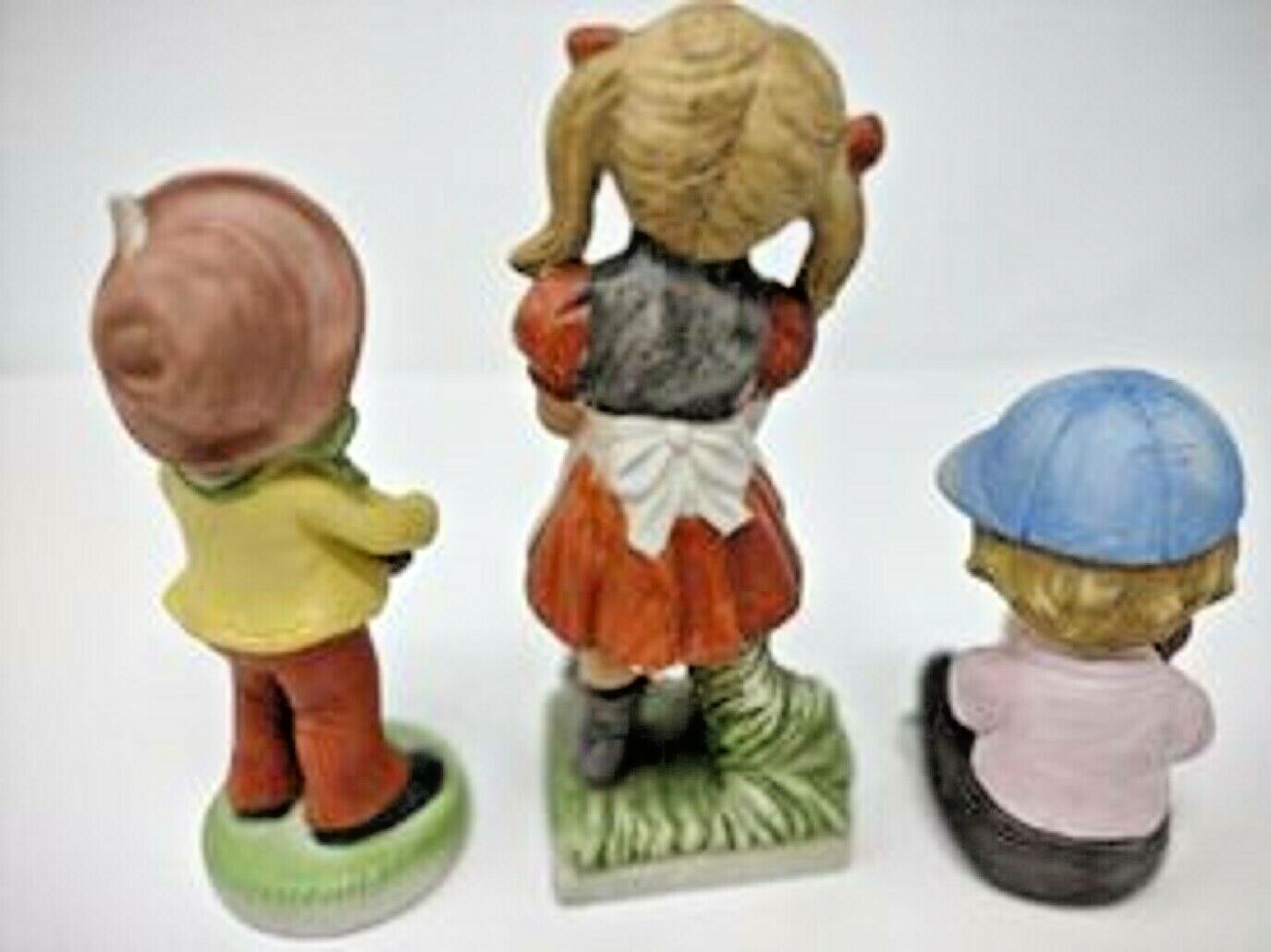 Ceramic Figures Little Girl Little Boy with Banjo and Little Boy with Puppy