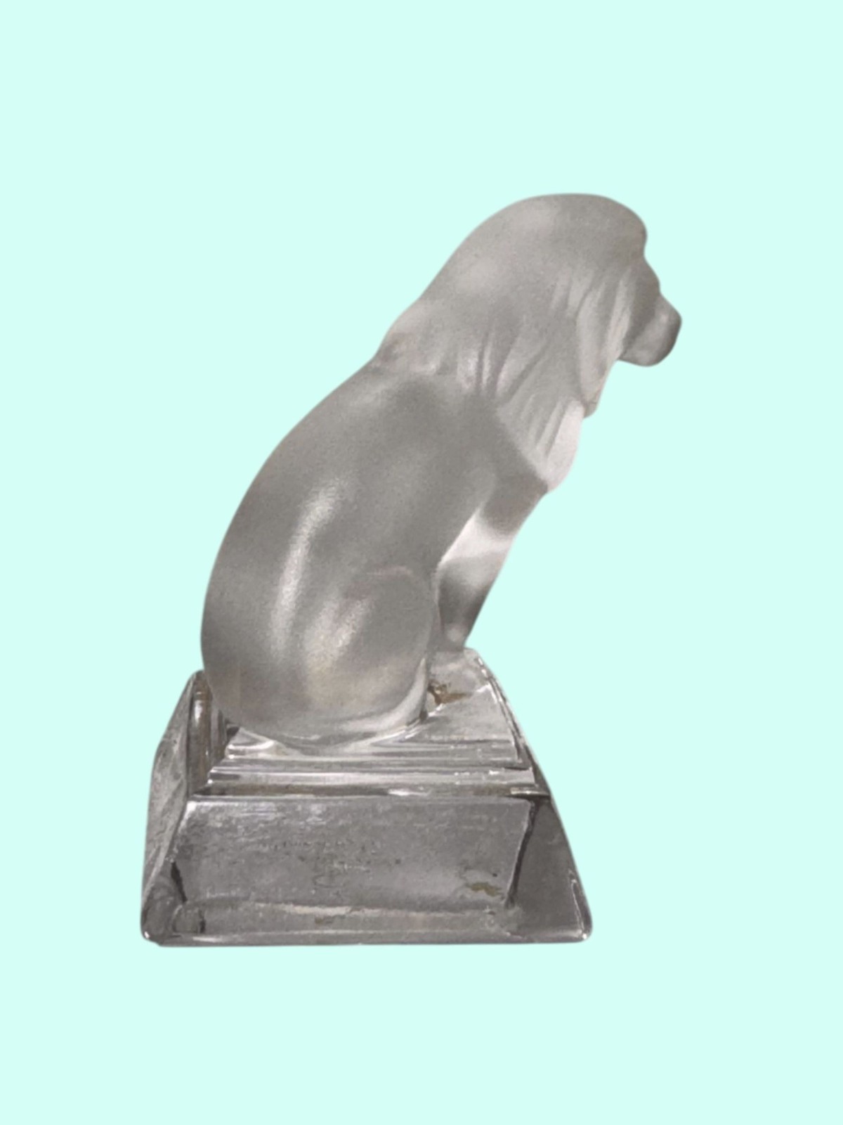 Frosted Glass Lion Figurine On Clear Base By Goebel – 2.75 Inches Tall