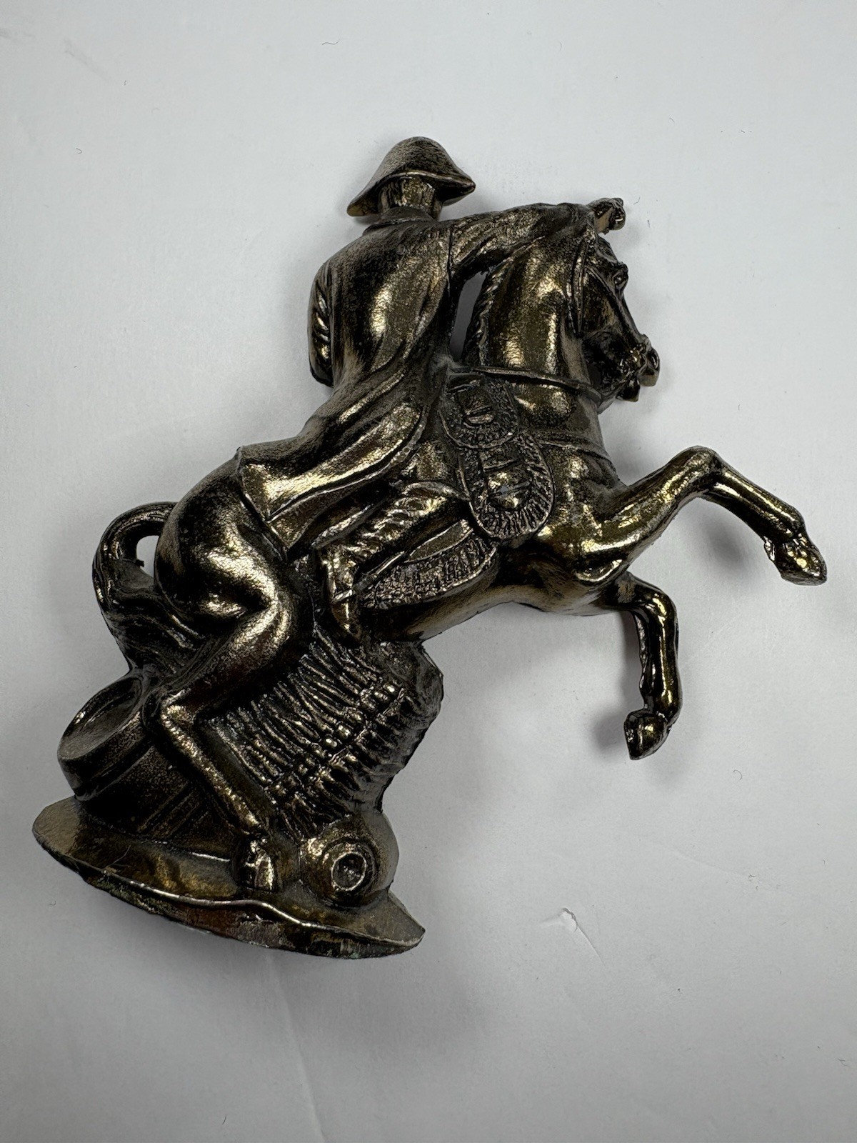 Metal Napoleon Bonaparte on Horseback Figurine Gold/Black 3D Effect 4 in