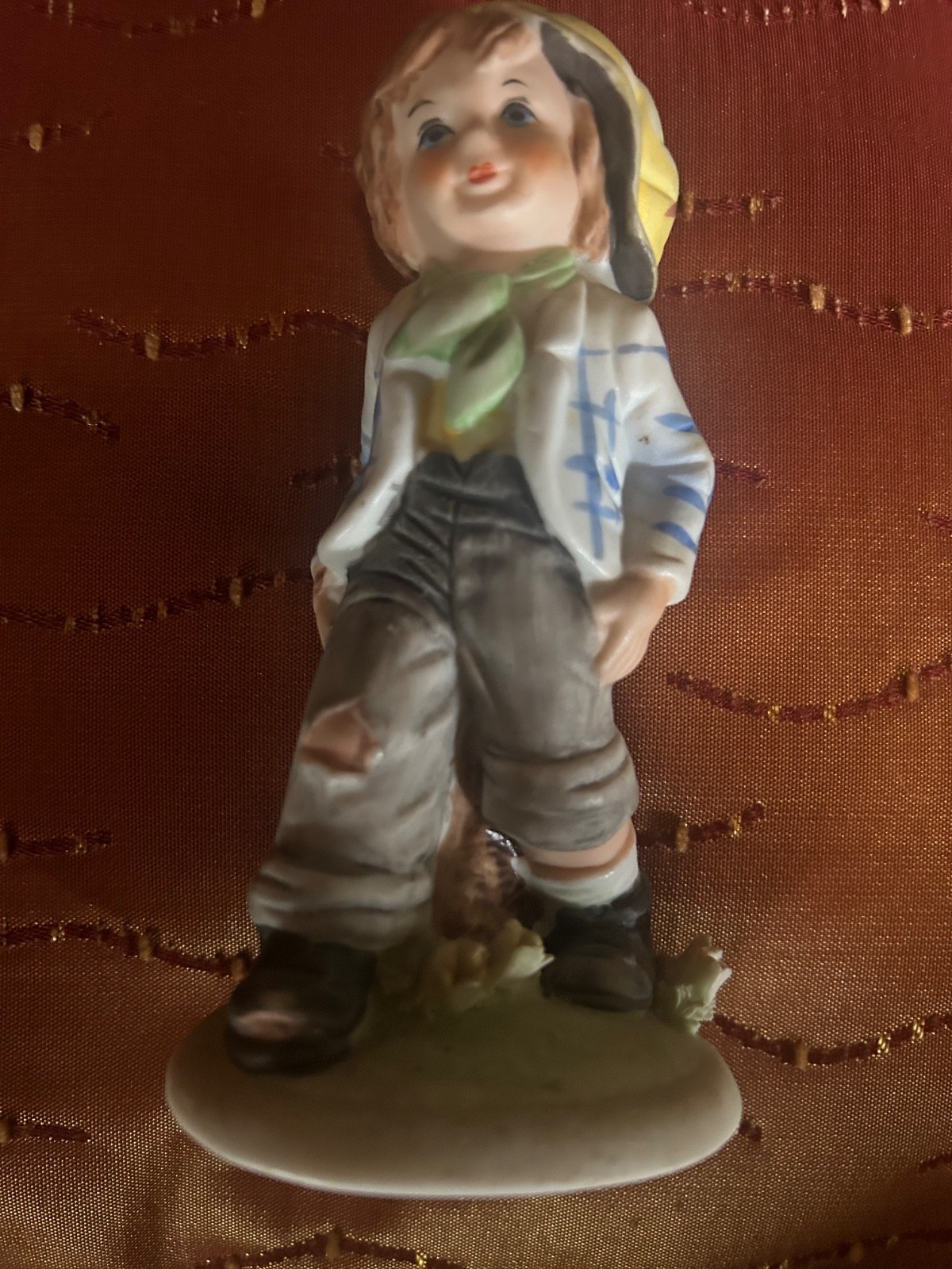 Rare Vintage Porcelain Figurine – Hand-Painted Boy Statue – Collectible Antique