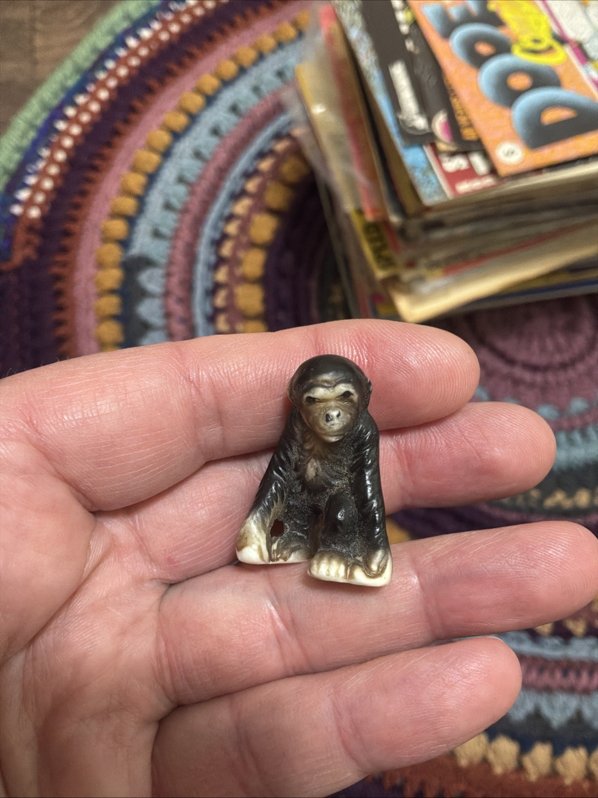 VTG Monkey Miniature Figurine 1-3/8” Tall Made of Bone China