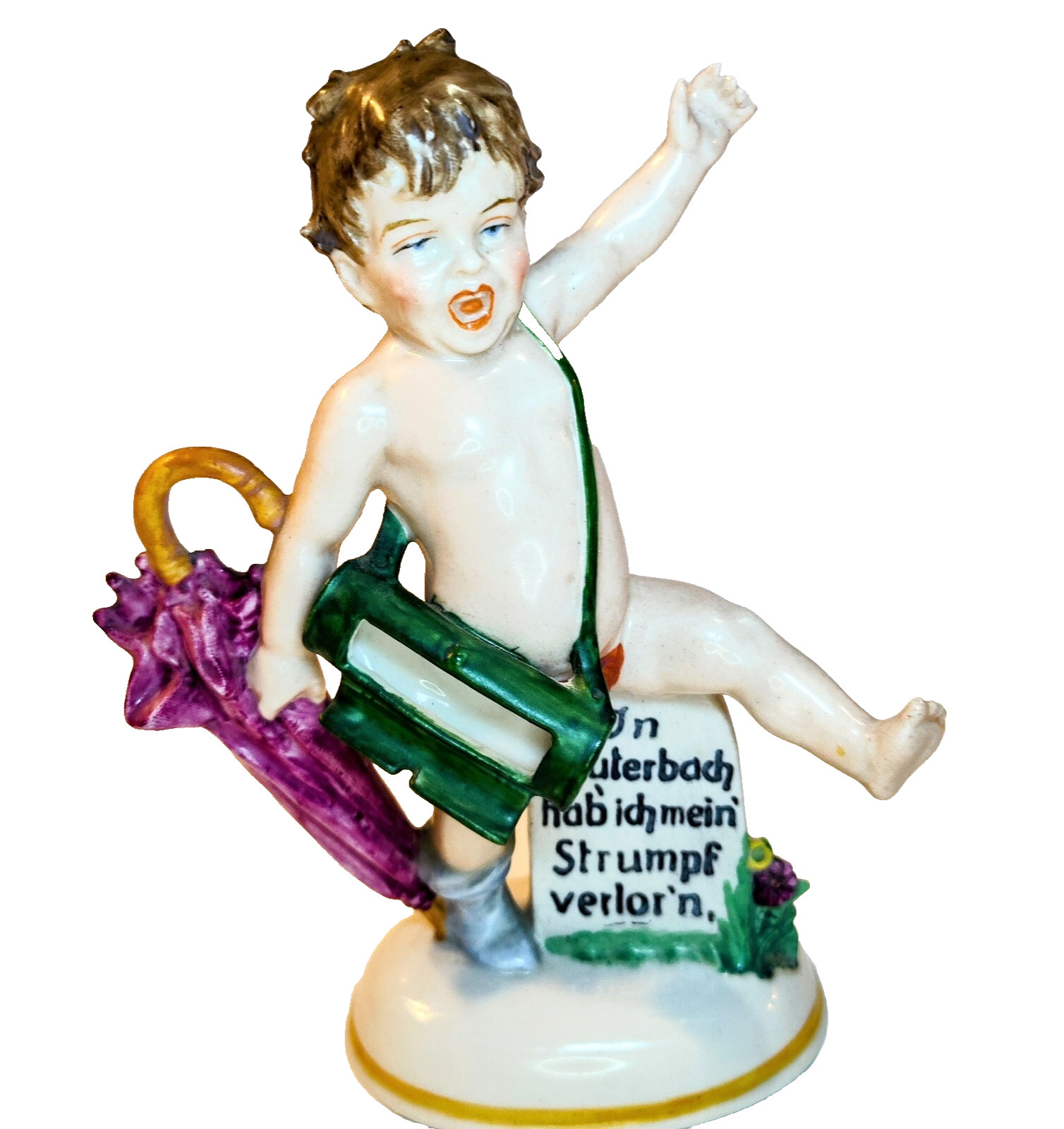 RARE 1918 Sitzendorf Porcelain Lauterbach Statute German Folk Song Figure