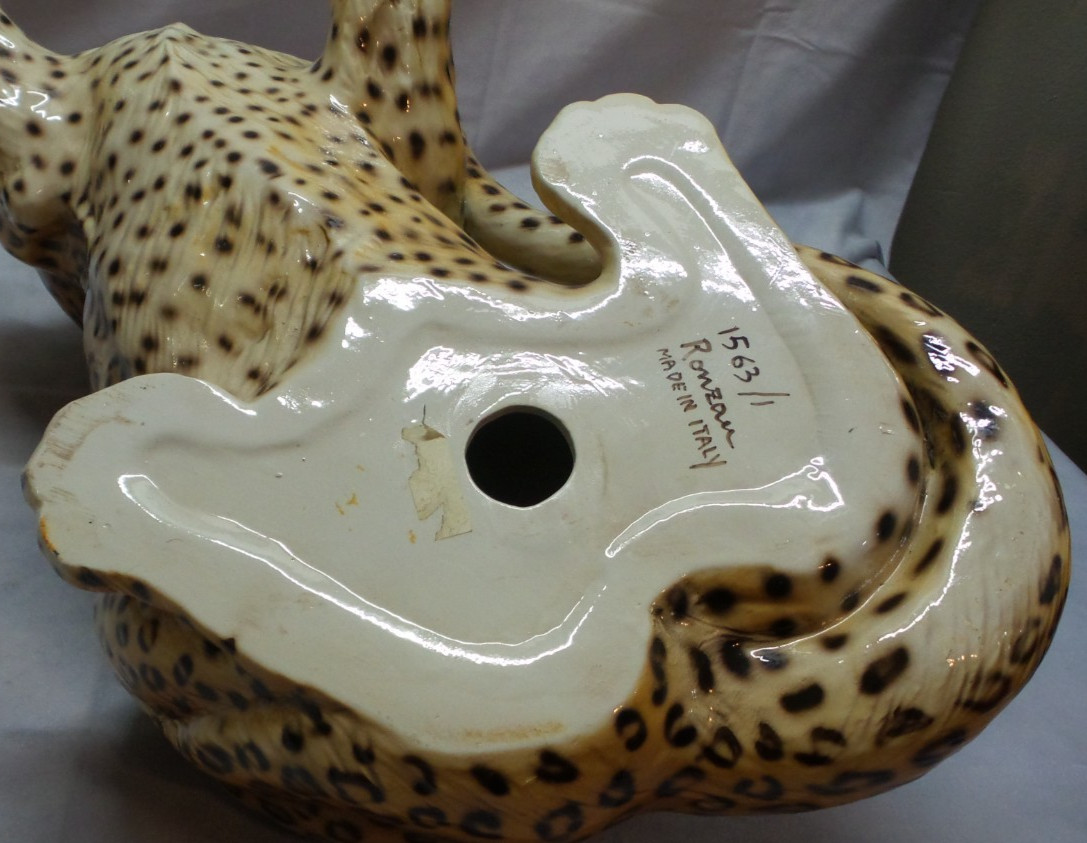 GIOVANNI RONZAN Porcelain Leopard Figurine 20″ Italy MCM – READ DESCRIPTION