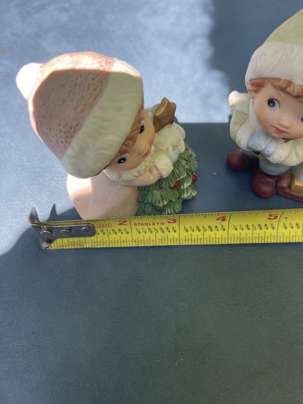 Vintage 1990s Homco Christmas 5556 Porcelain Christmas Boy & Girl Figurines