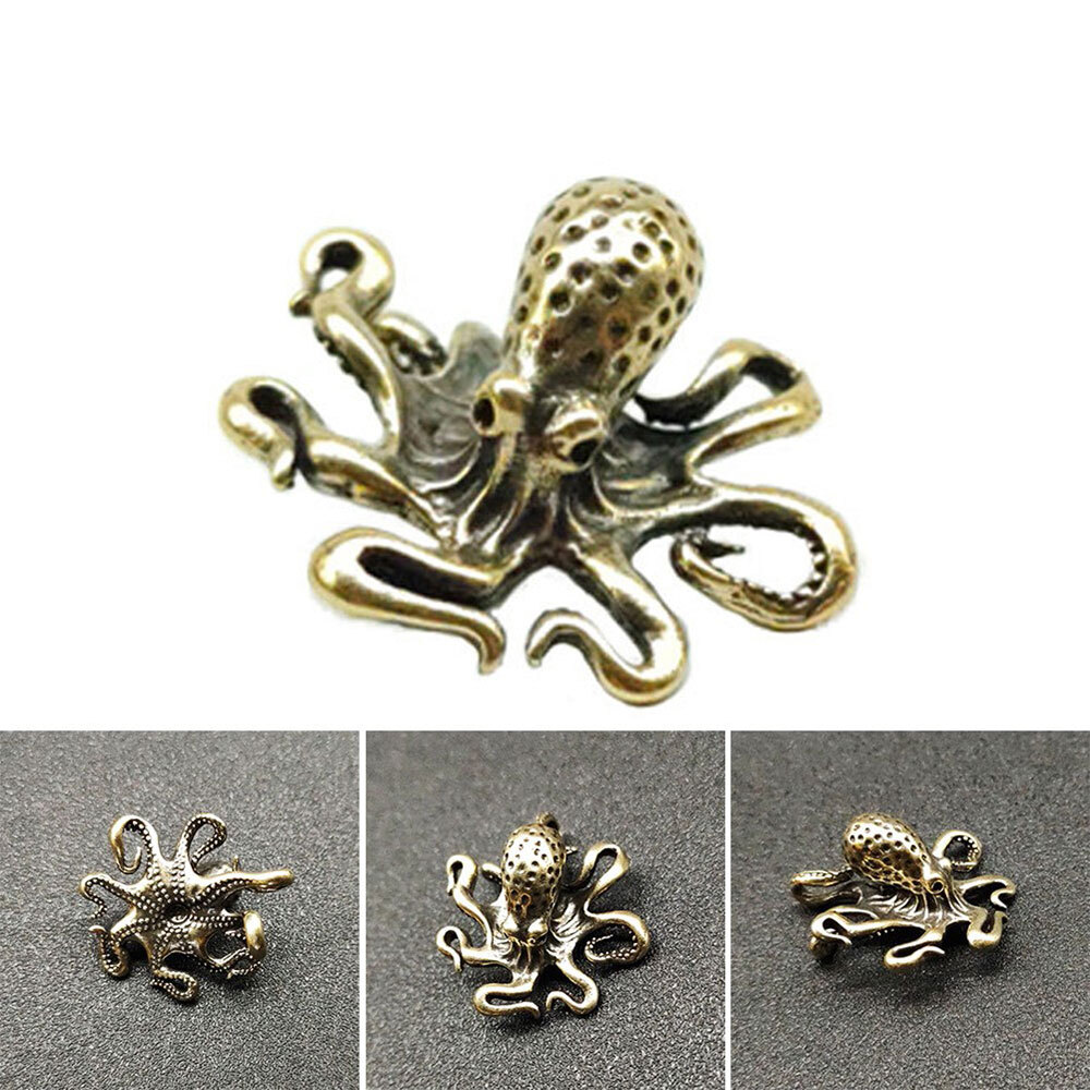 1Pc Brass Octopus Figurine Mini Statue Home Decoration Animal Figurines Gifts US